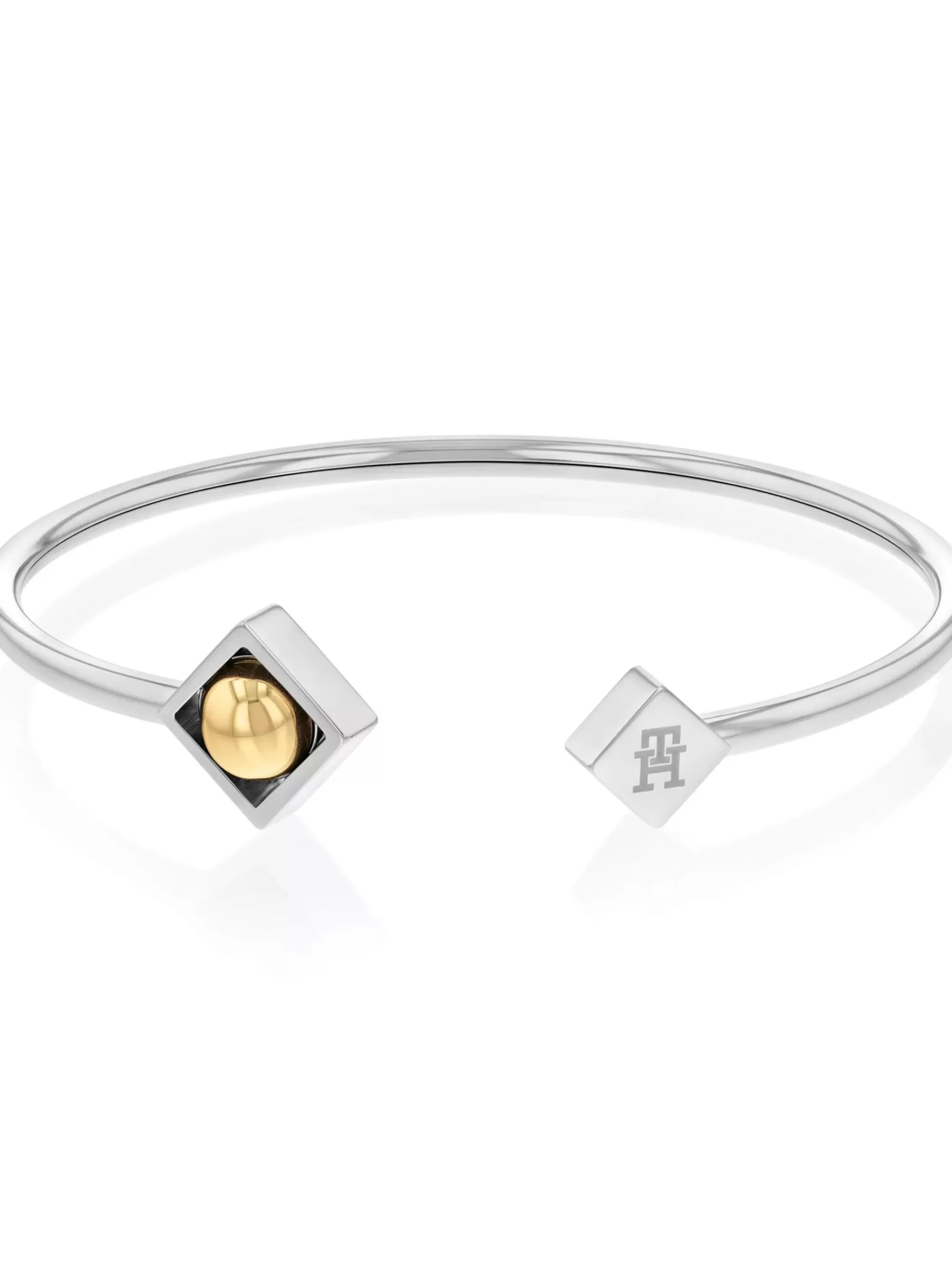 Sieraden*Tommy Hilfiger C-vormige Armband Van Rvs Met Vergulde Bol TWO TONE