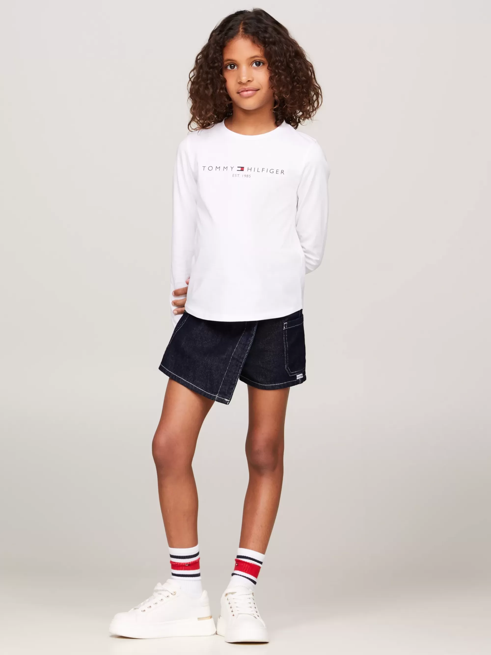 Broeken & Rokken*Tommy Hilfiger Dark Wash Denim Cargo-skort RINSE