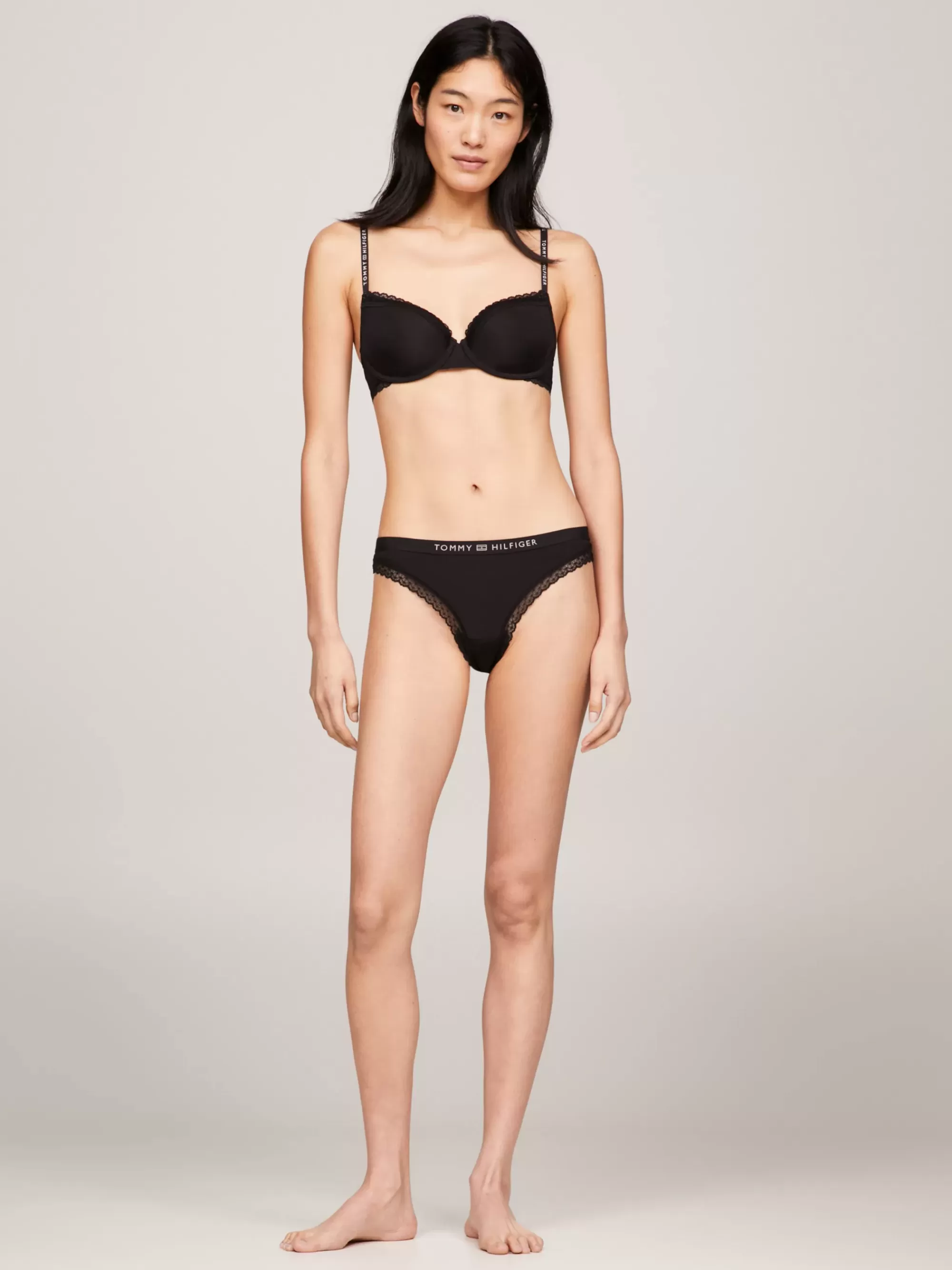 Lingerie | Bh's*Tommy Hilfiger Demi-cup Bh Met Ton-sur-ton Kant BLACK