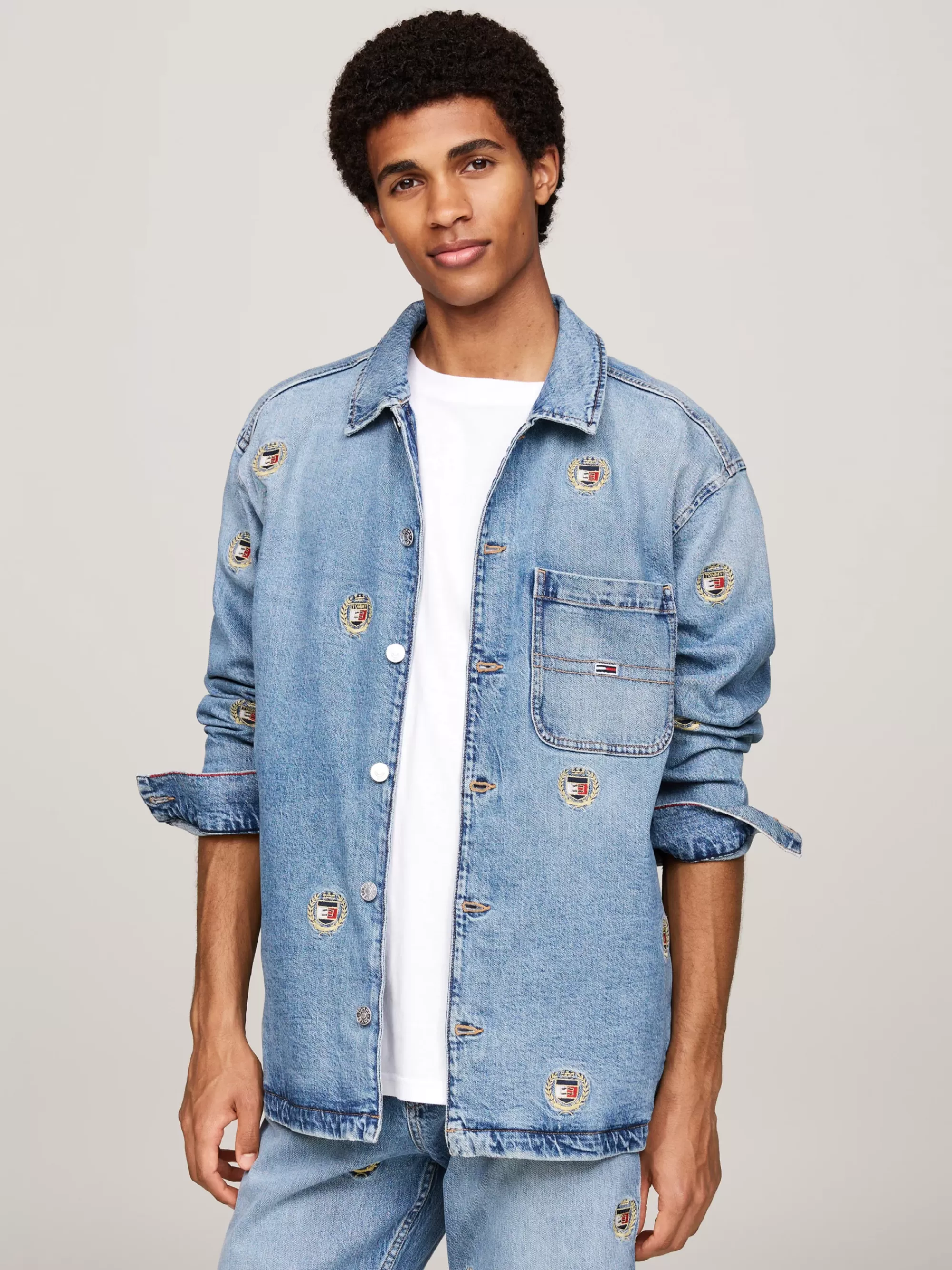 Jassen & Jacks*Tommy Hilfiger Denim Overshirt Met Geborduurd Embleem DENIM MEDIUM