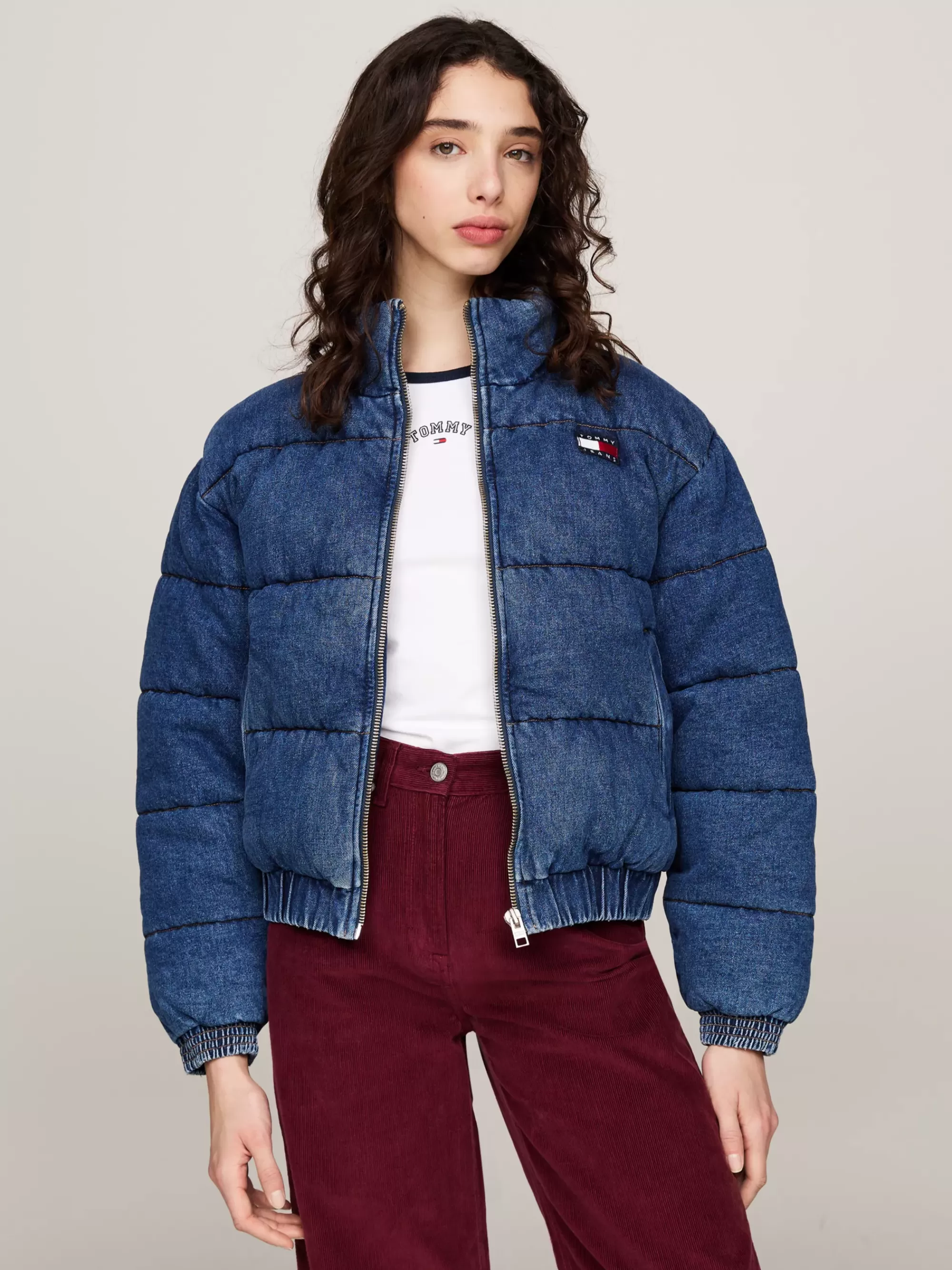 Jassen & Jacks*Tommy Hilfiger Denim Pufferjack Met Fading DENIM MEDIUM