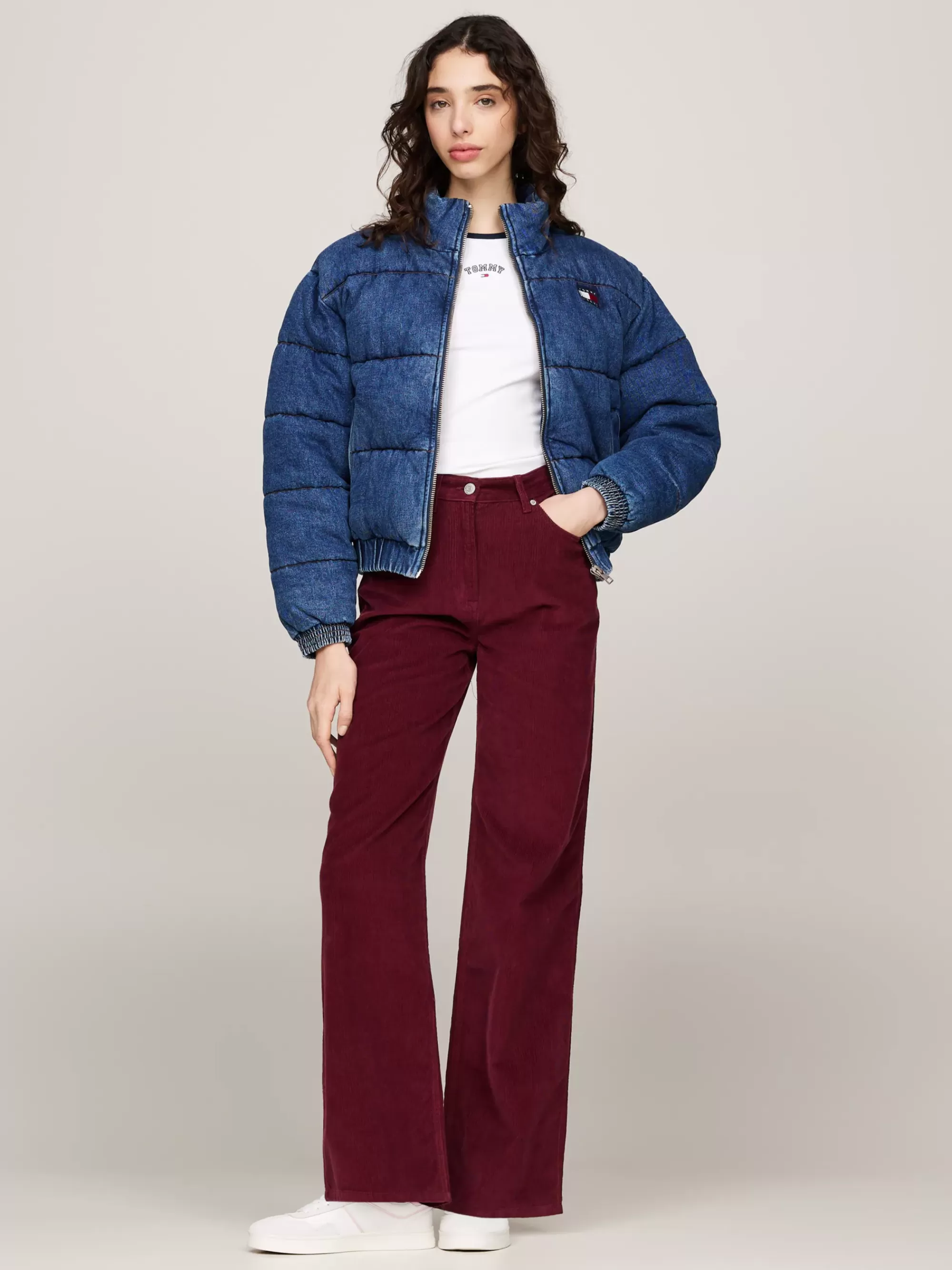 Jassen & Jacks*Tommy Hilfiger Denim Pufferjack Met Fading DENIM MEDIUM