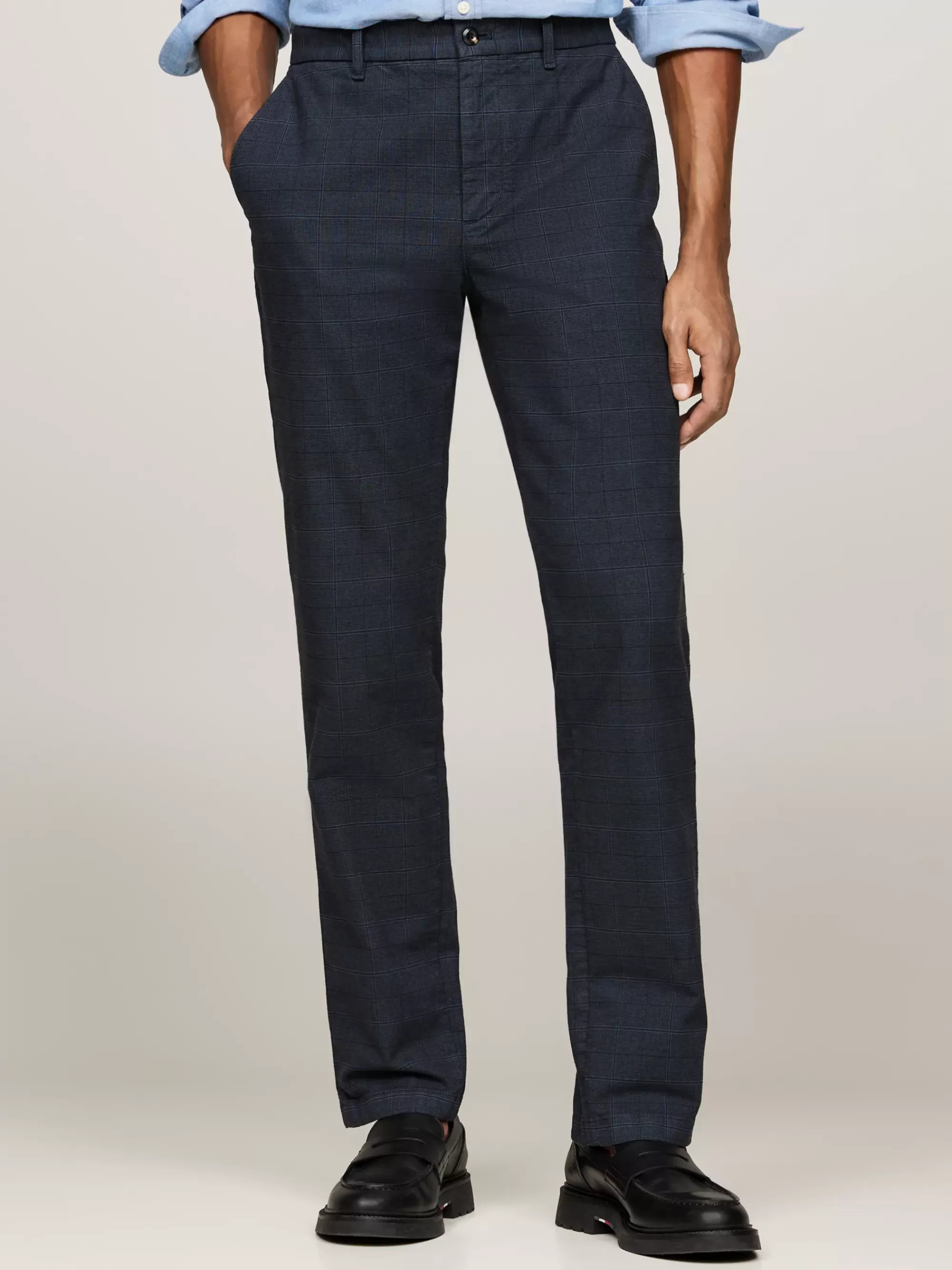 Broeken*Tommy Hilfiger Denton Chino Met Prince Of Wales-ruit DESERT SKY