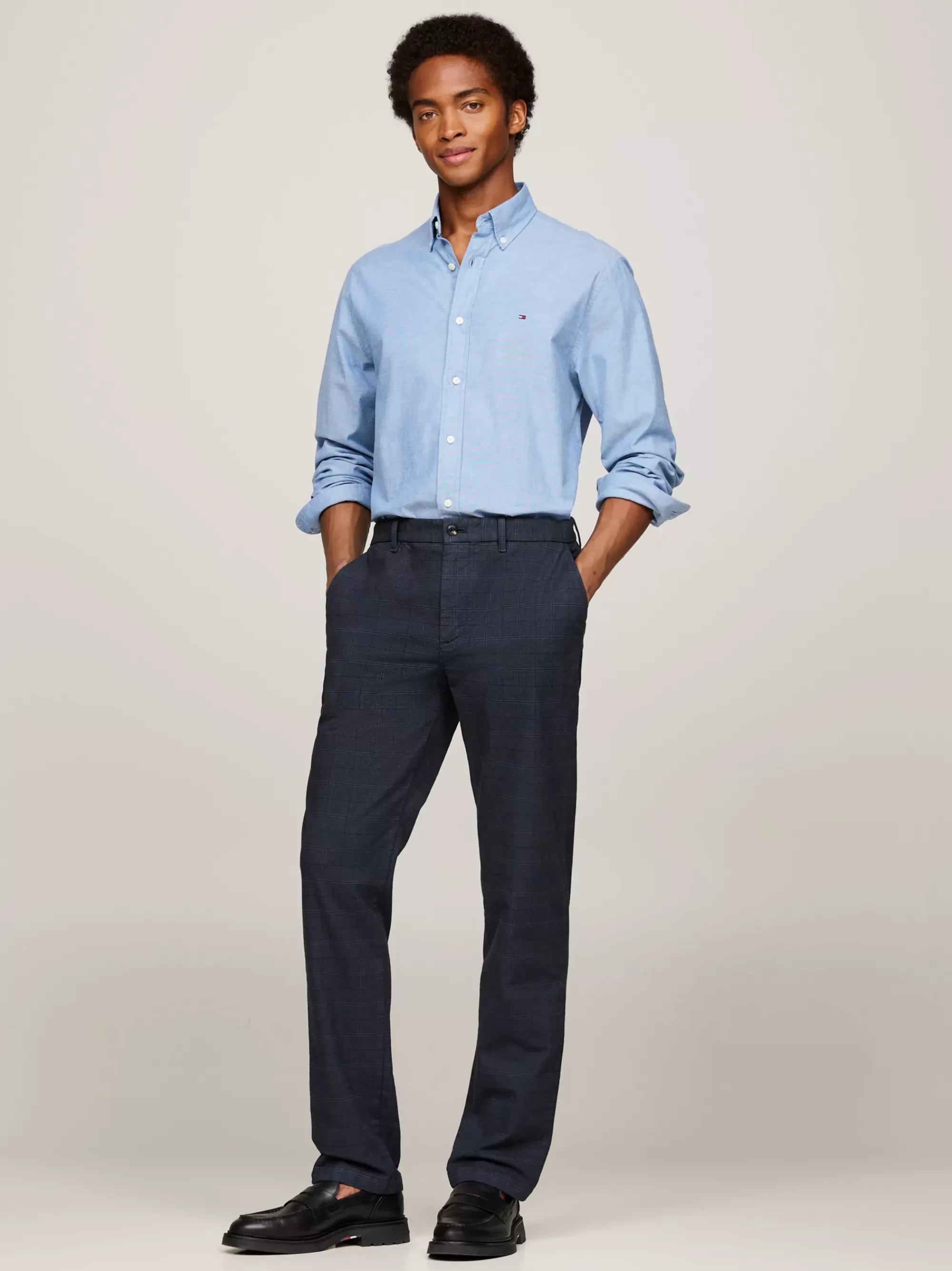 Broeken*Tommy Hilfiger Denton Chino Met Prince Of Wales-ruit DESERT SKY