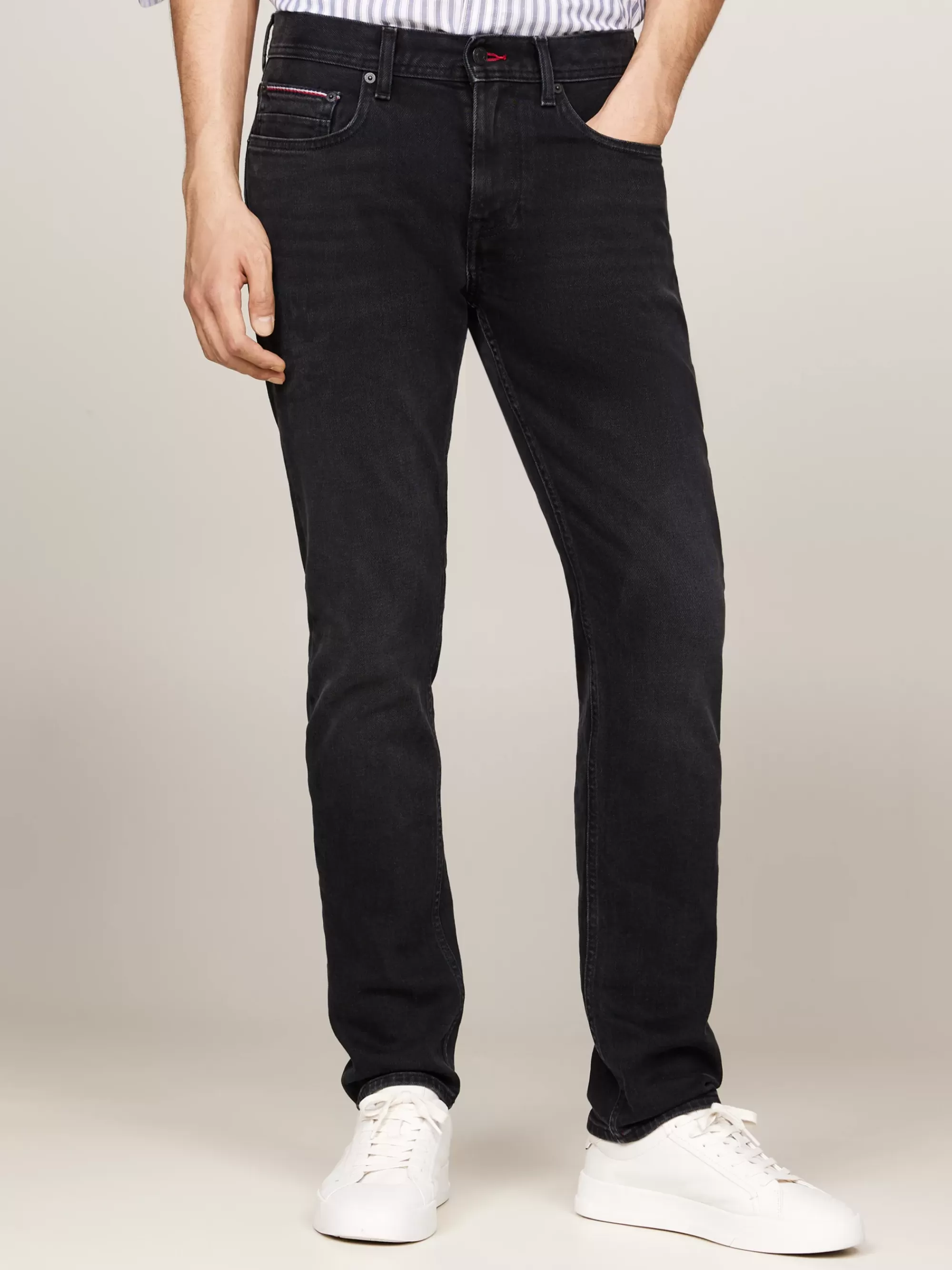 Jeans*Tommy Hilfiger Denton Fitted Straight Zwarte Jeans KANE BLACK