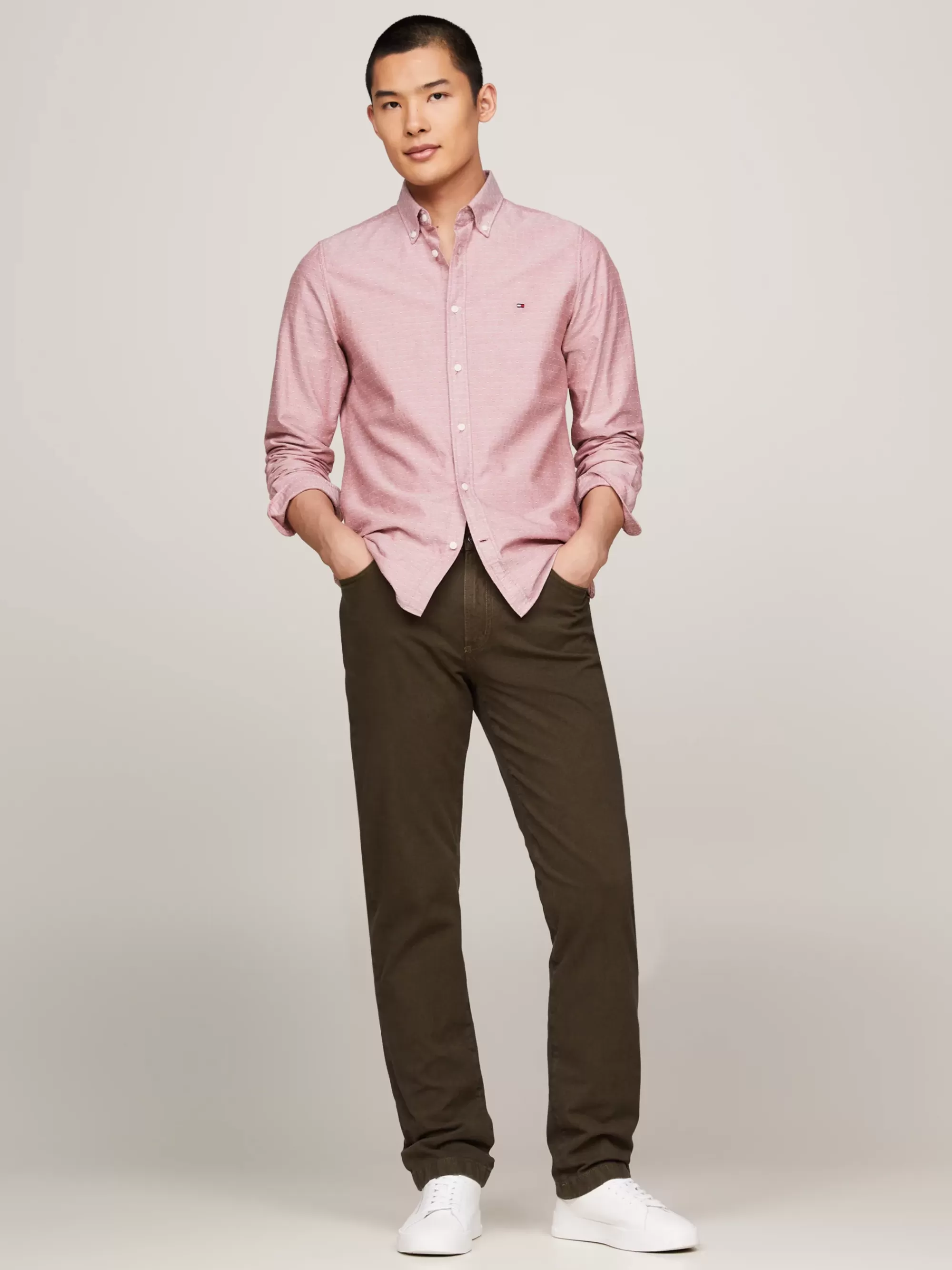 Broeken*Tommy Hilfiger Denton Garment-dyed Straight 5-pocket Chino ARMY GREEN