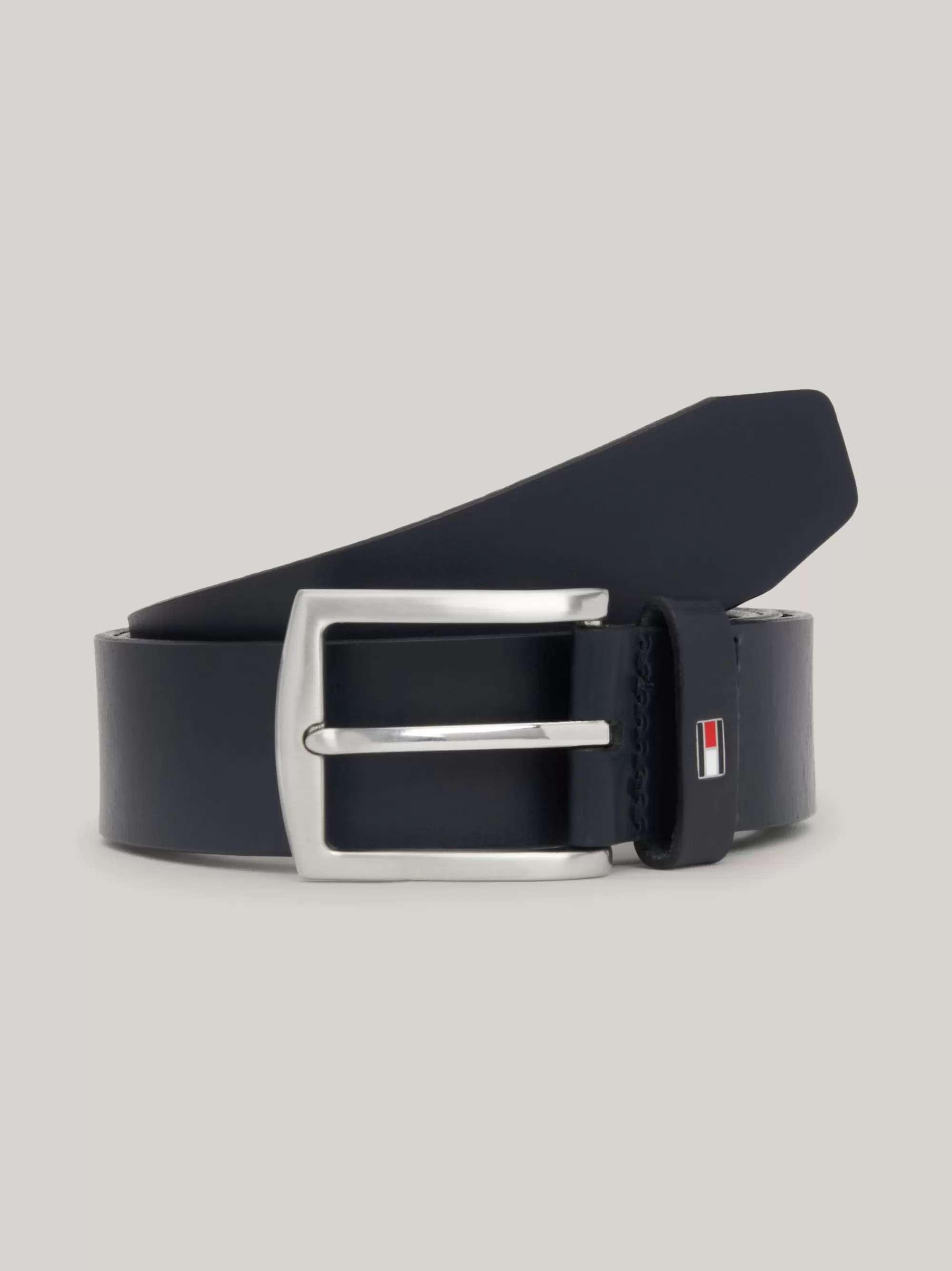 Riemen*Tommy Hilfiger Denton Leren Riem Met Vlag Op De Lus BLACK