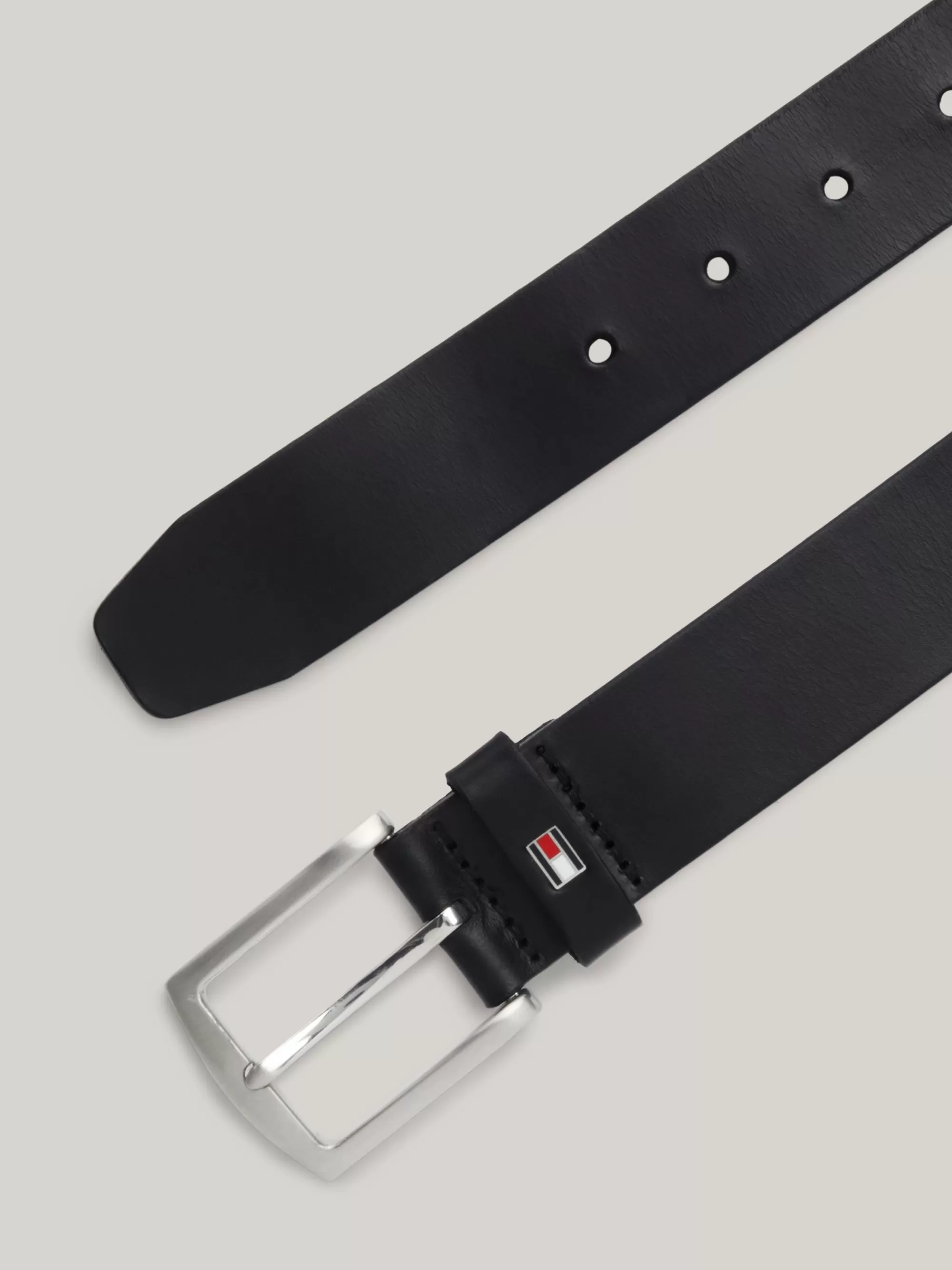 Riemen*Tommy Hilfiger Denton Leren Riem Met Vlag Op De Lus MIDNIGHT