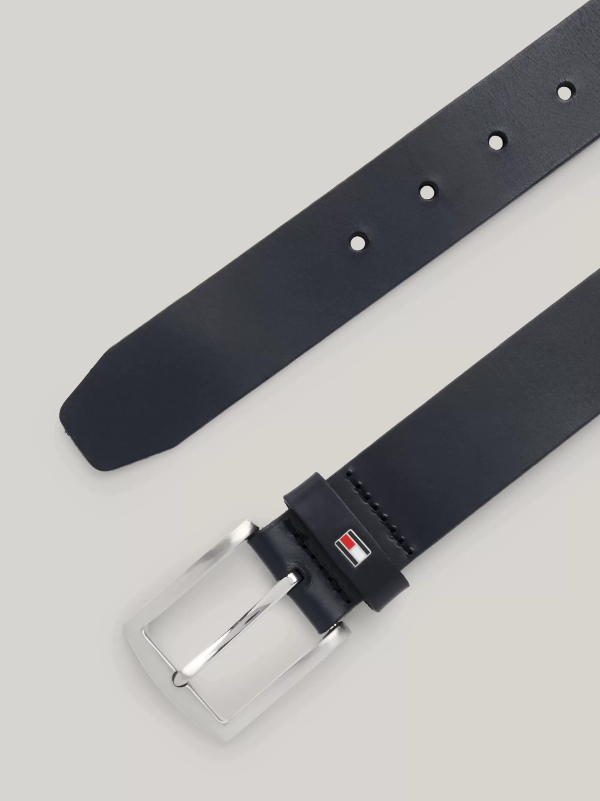 Riemen*Tommy Hilfiger Denton Leren Riem Met Vlag Op De Lus BLACK