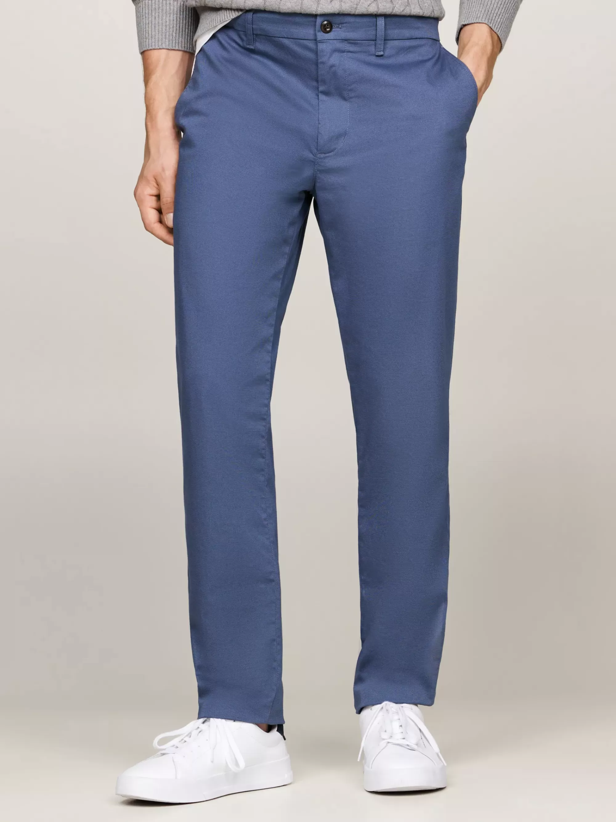 Broeken*Tommy Hilfiger Denton Straight Chino Van Stretchkatoen AEGEAN SEA