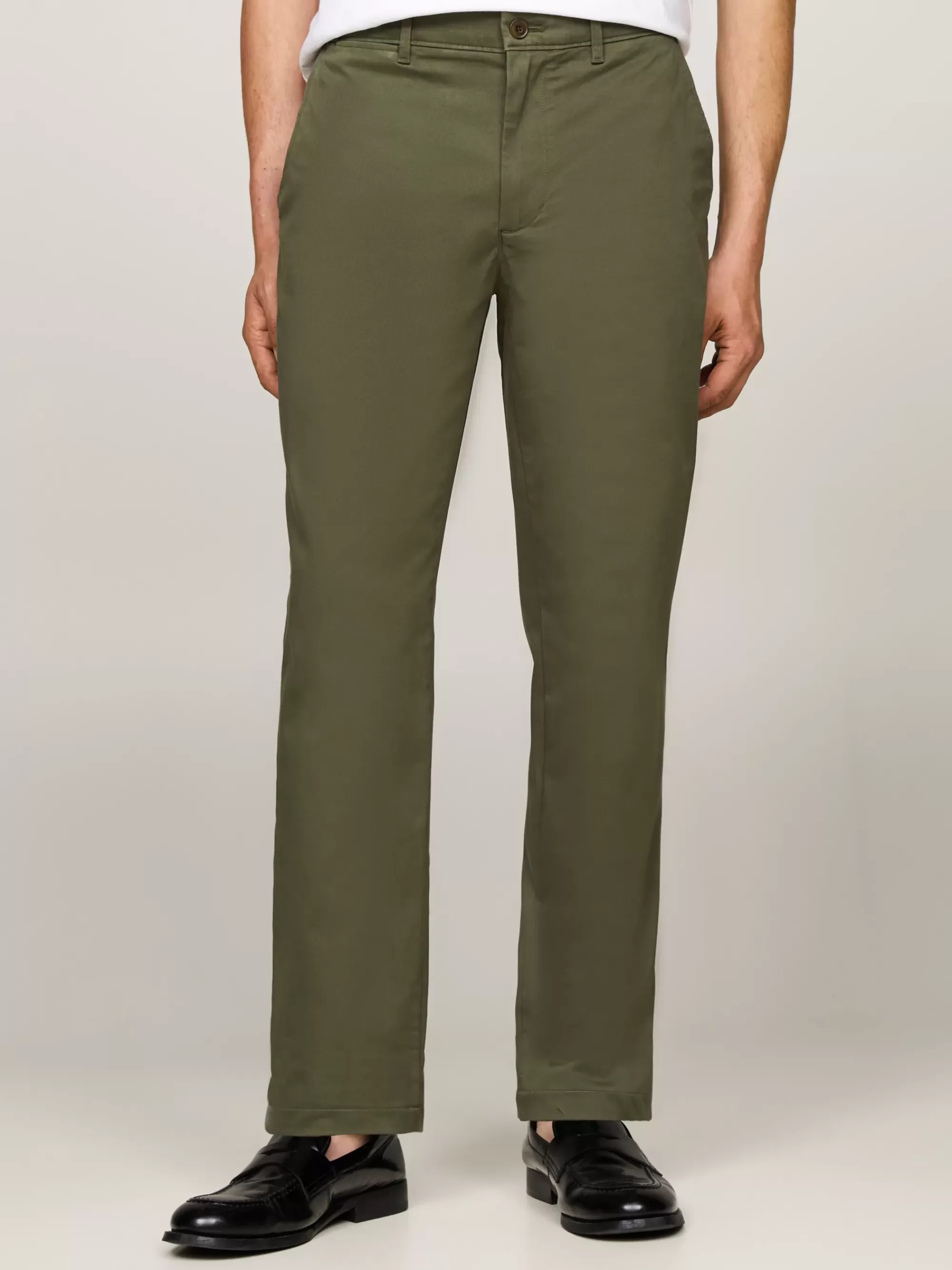 Broeken*Tommy Hilfiger Denton Straight Chino Van Stretchkatoen ARMY GREEN