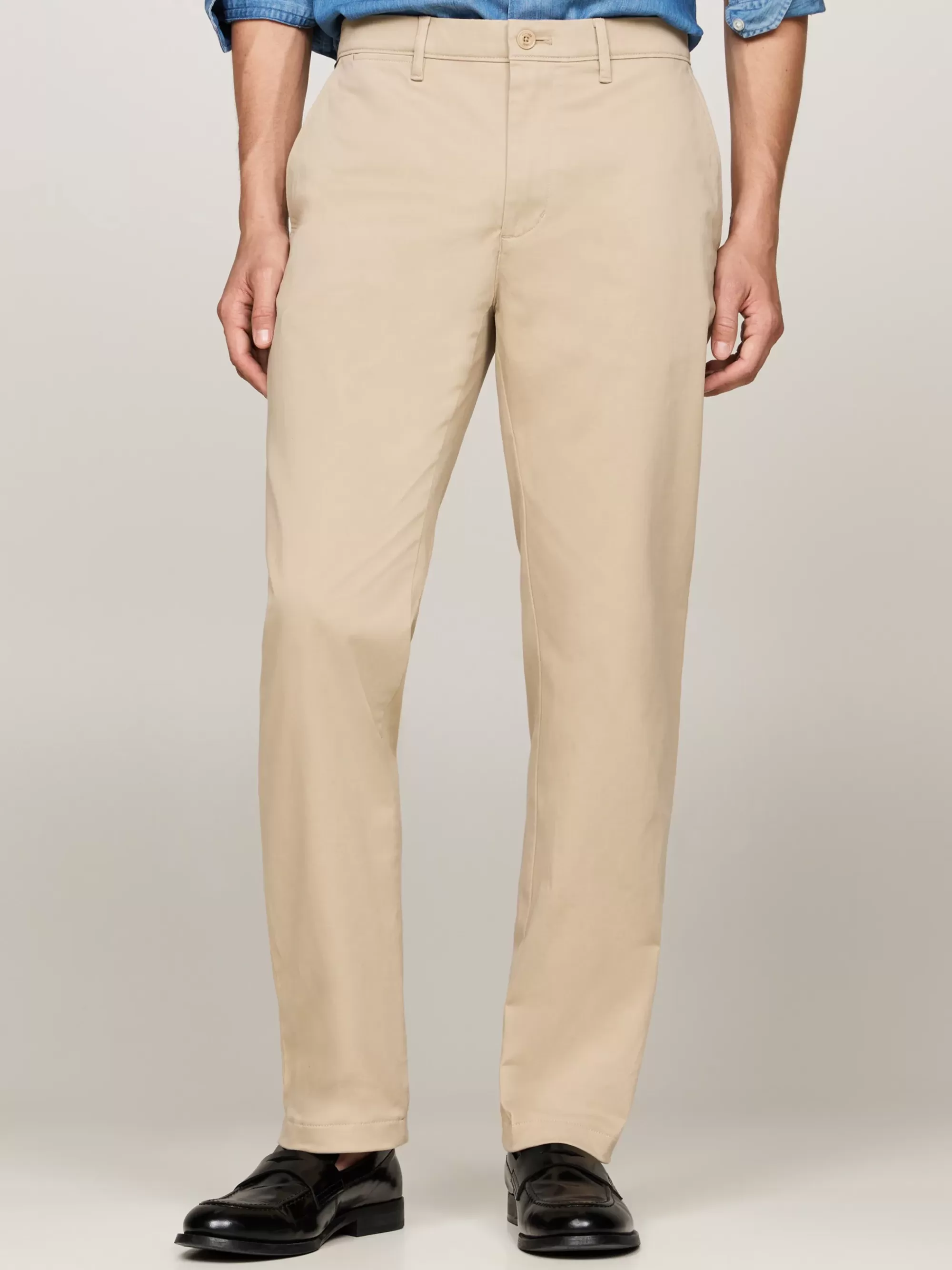 Broeken*Tommy Hilfiger Denton Straight Chino Van Stretchkatoen BATIQUE KHAKI