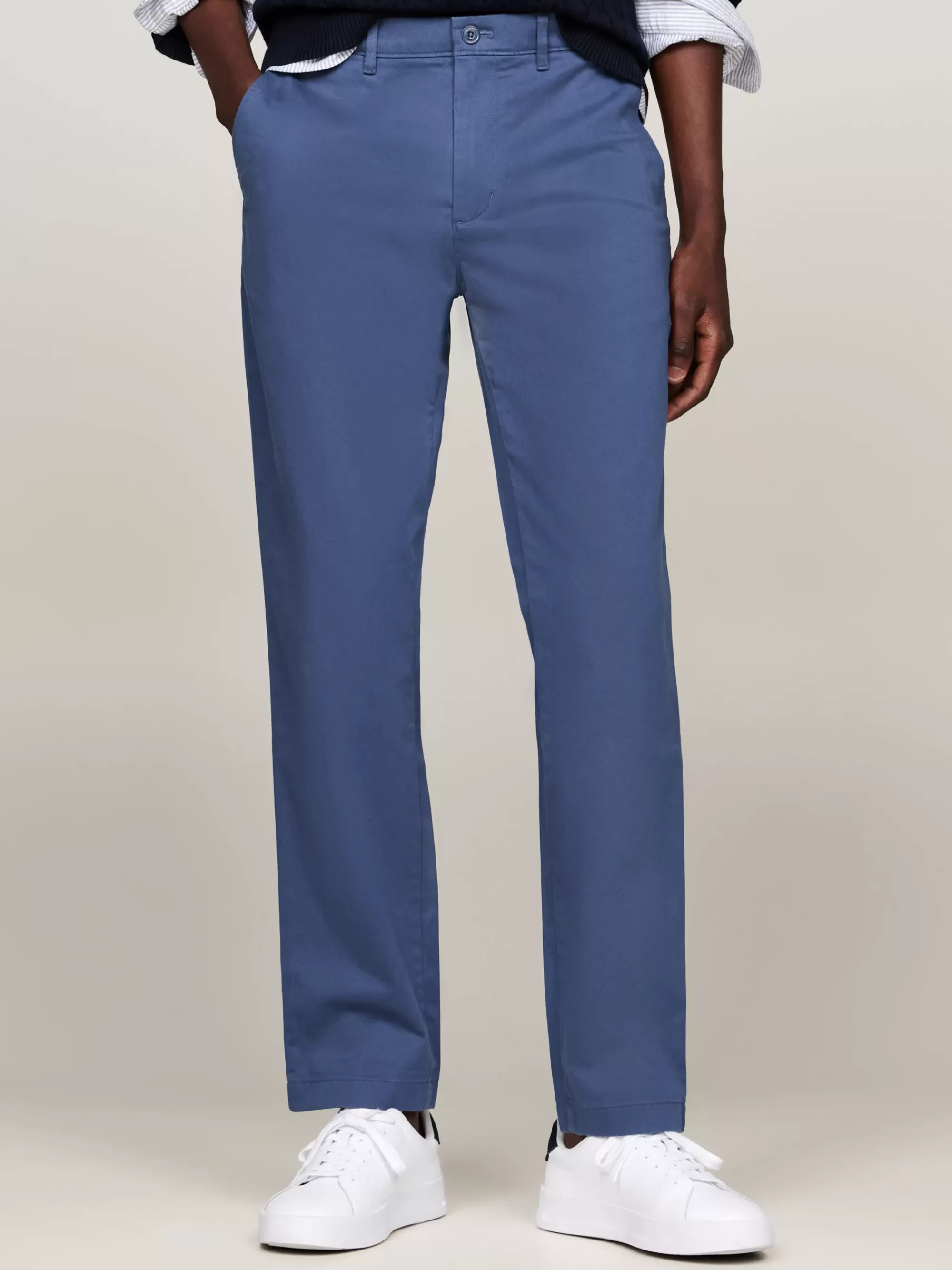Broeken*Tommy Hilfiger Denton Straight Chino Van Stretchkatoen AEGEAN SEA
