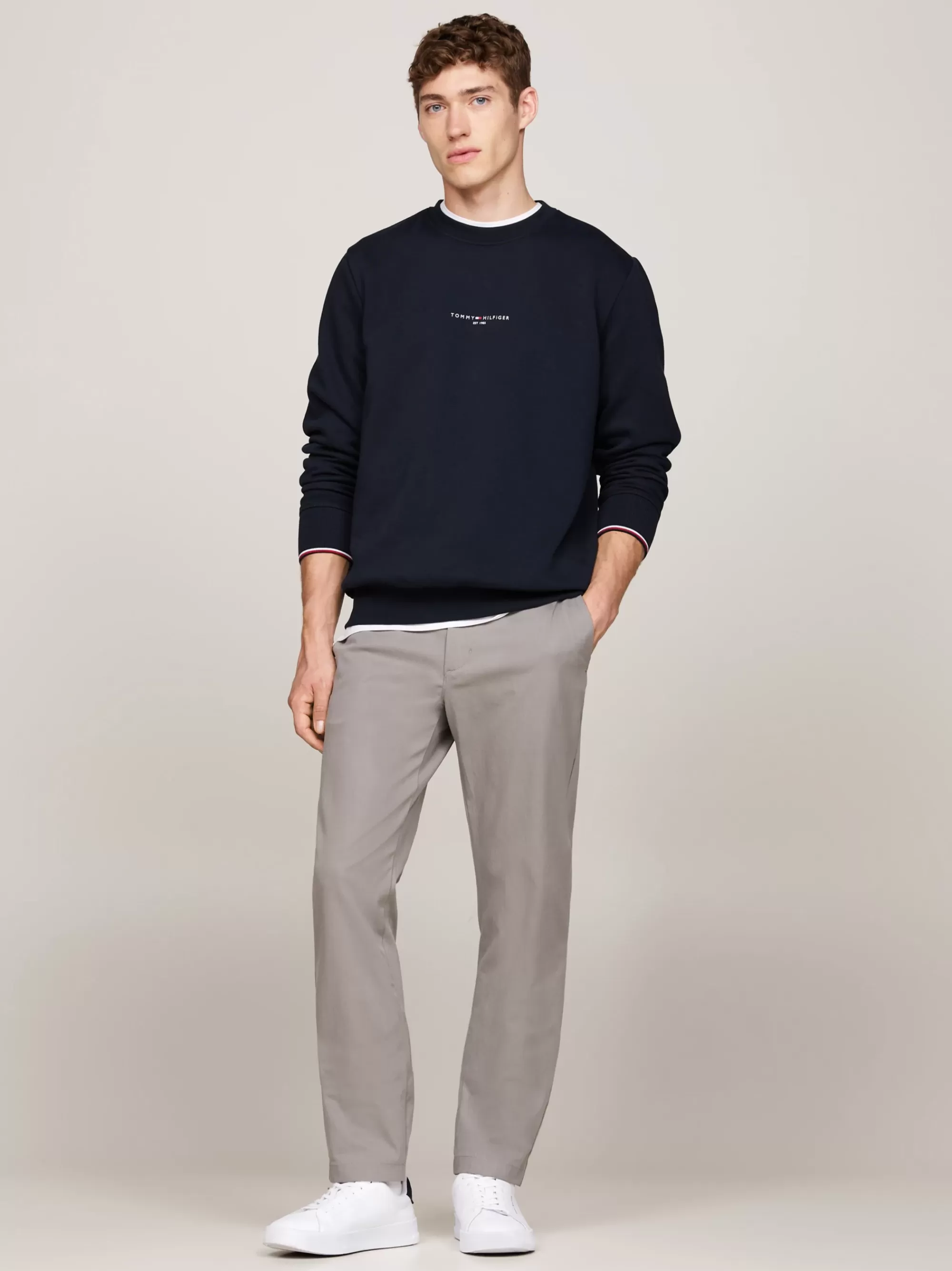 Broeken*Tommy Hilfiger Denton Straight Chino Van Stretchkatoenmix HYDROGEN GREY