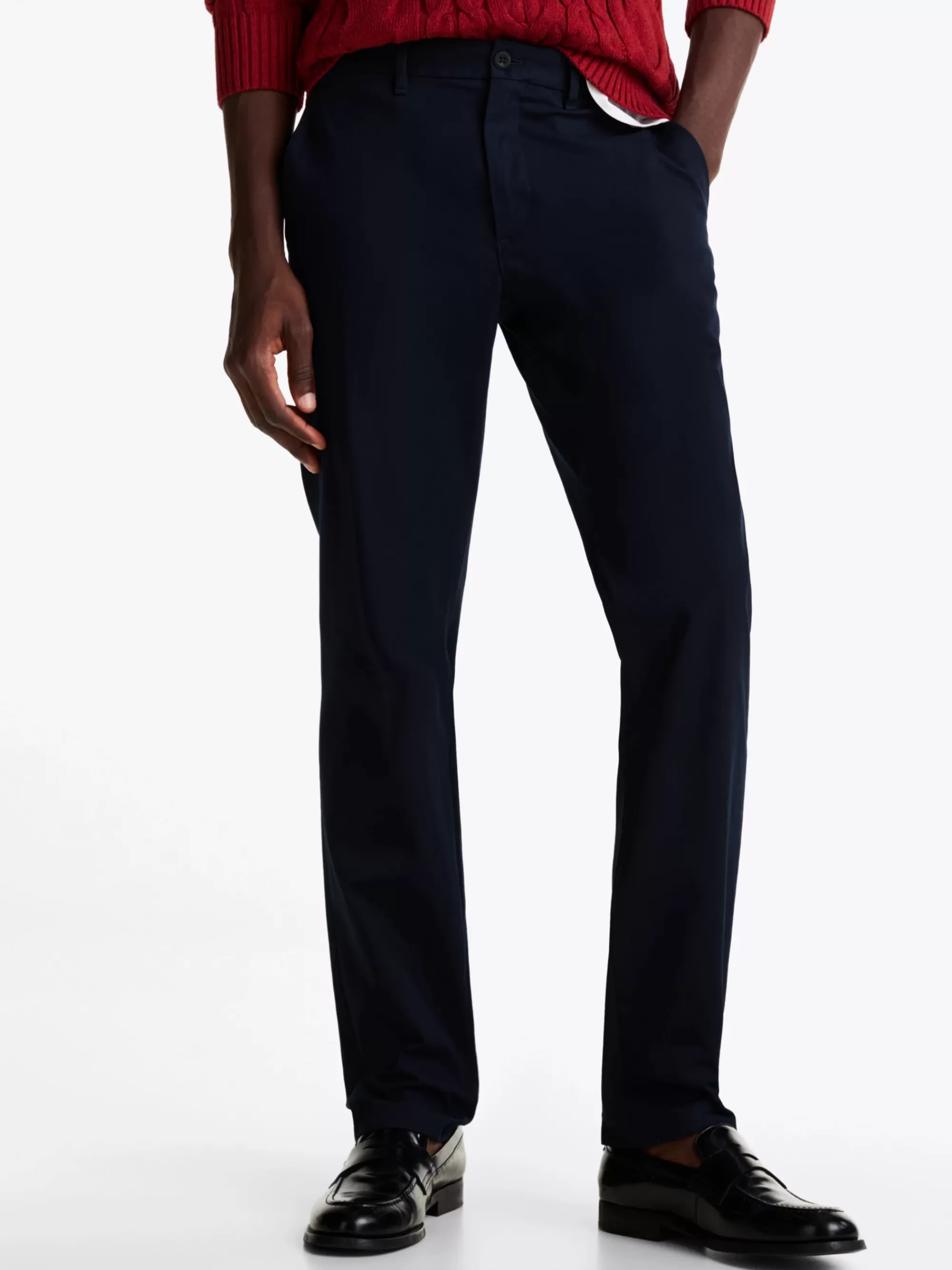 Broeken*Tommy Hilfiger Denton Straight Chino Van Stretchkatoenmix DESERT SKY