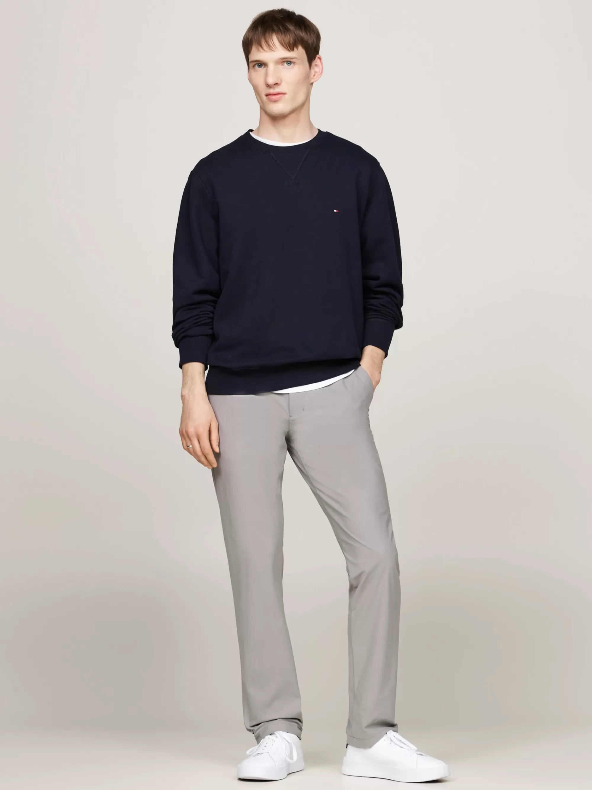 Broeken*Tommy Hilfiger Denton Vochtafvoerende Straight Chino HYDROGEN GREY