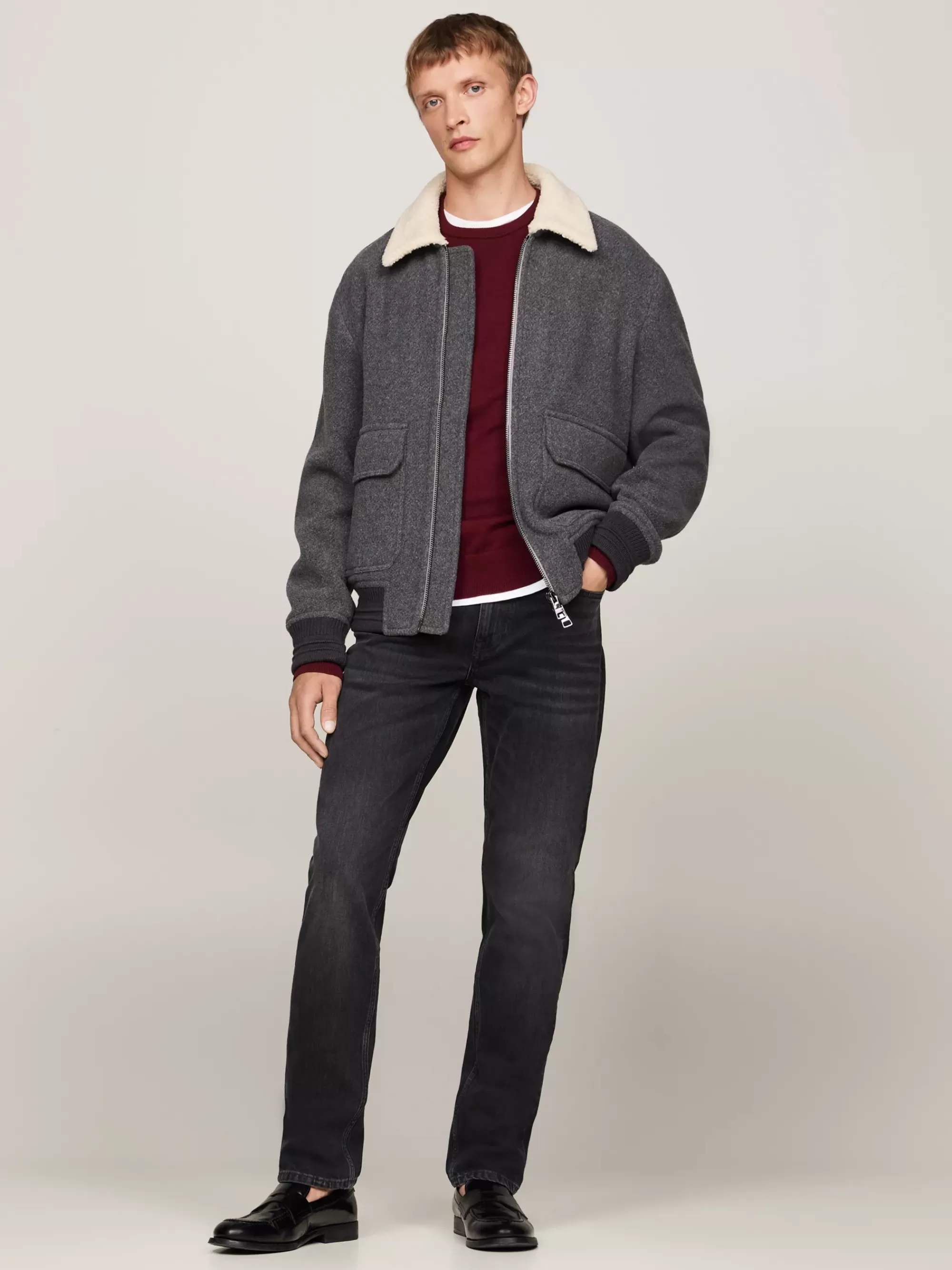 Jeans*Tommy Hilfiger Denton Zwarte Straight Jeans Met Fading TWAIN BLACK