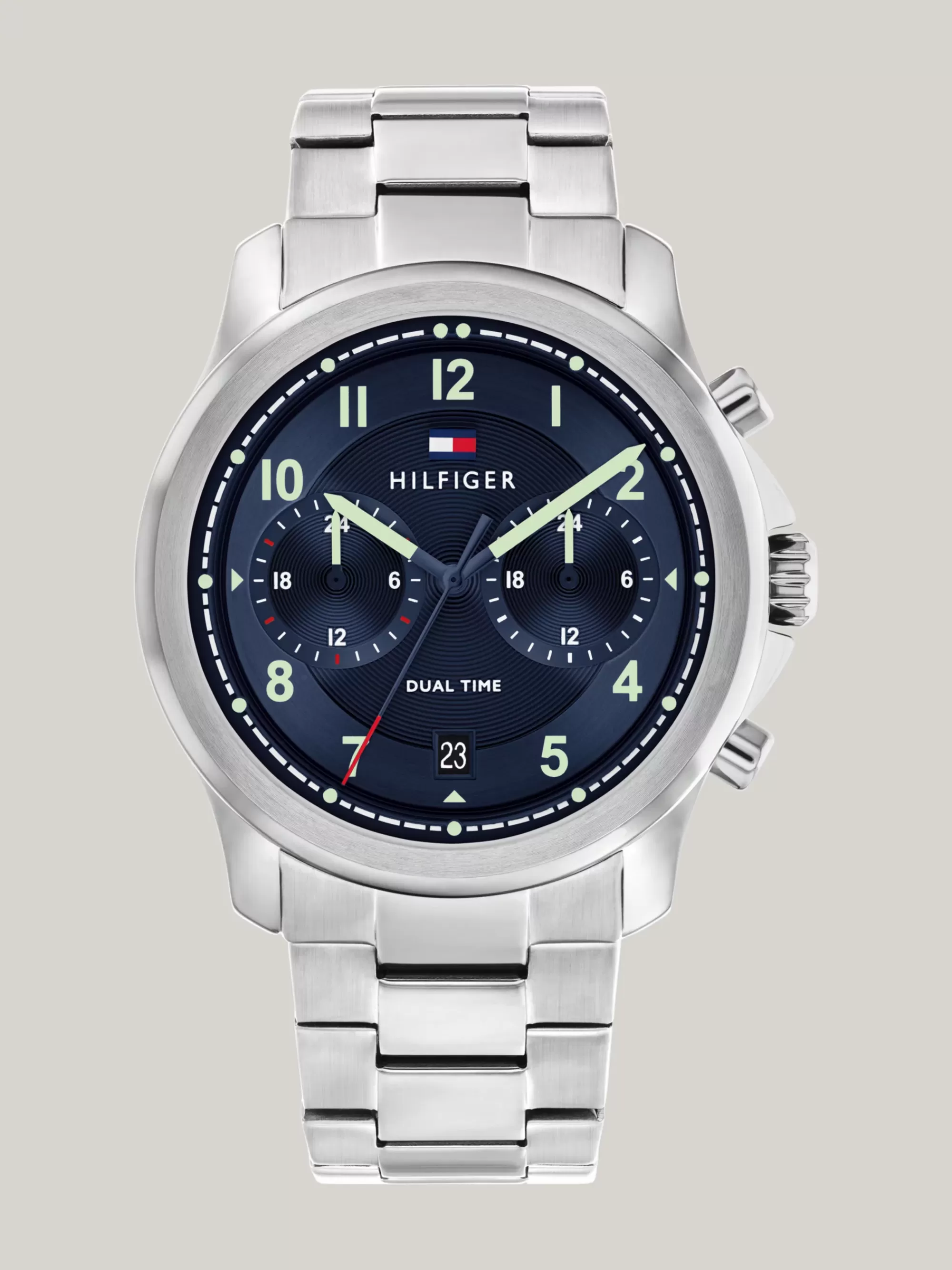 Horloges*Tommy Hilfiger Donkerblauw Stalen Horloge Met Twee Subwijzers SILVER
