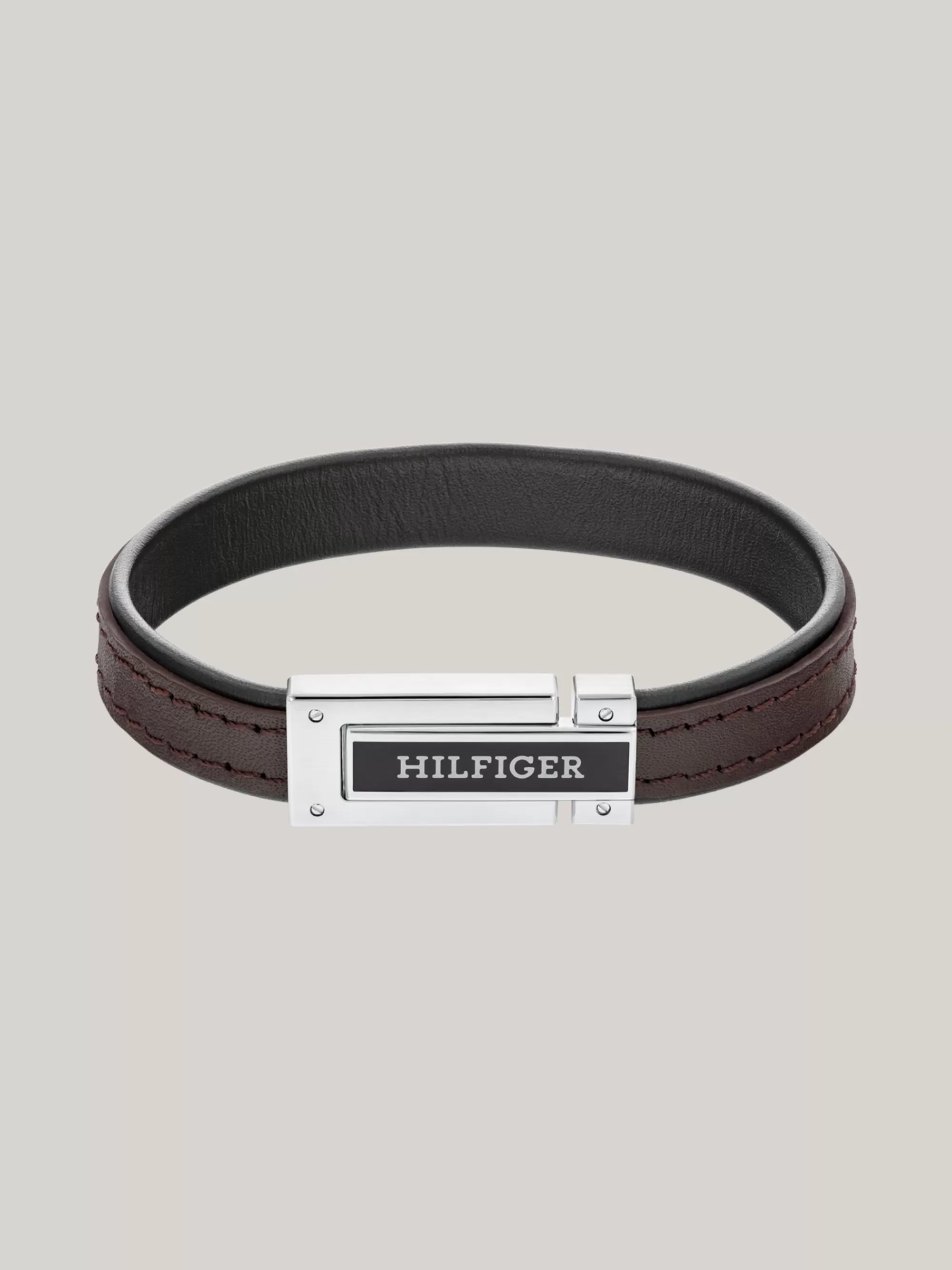 Sieraden & Manchetknopen*Tommy Hilfiger Donkerbruine Leren Armband Met Vouwsluiting BROWN