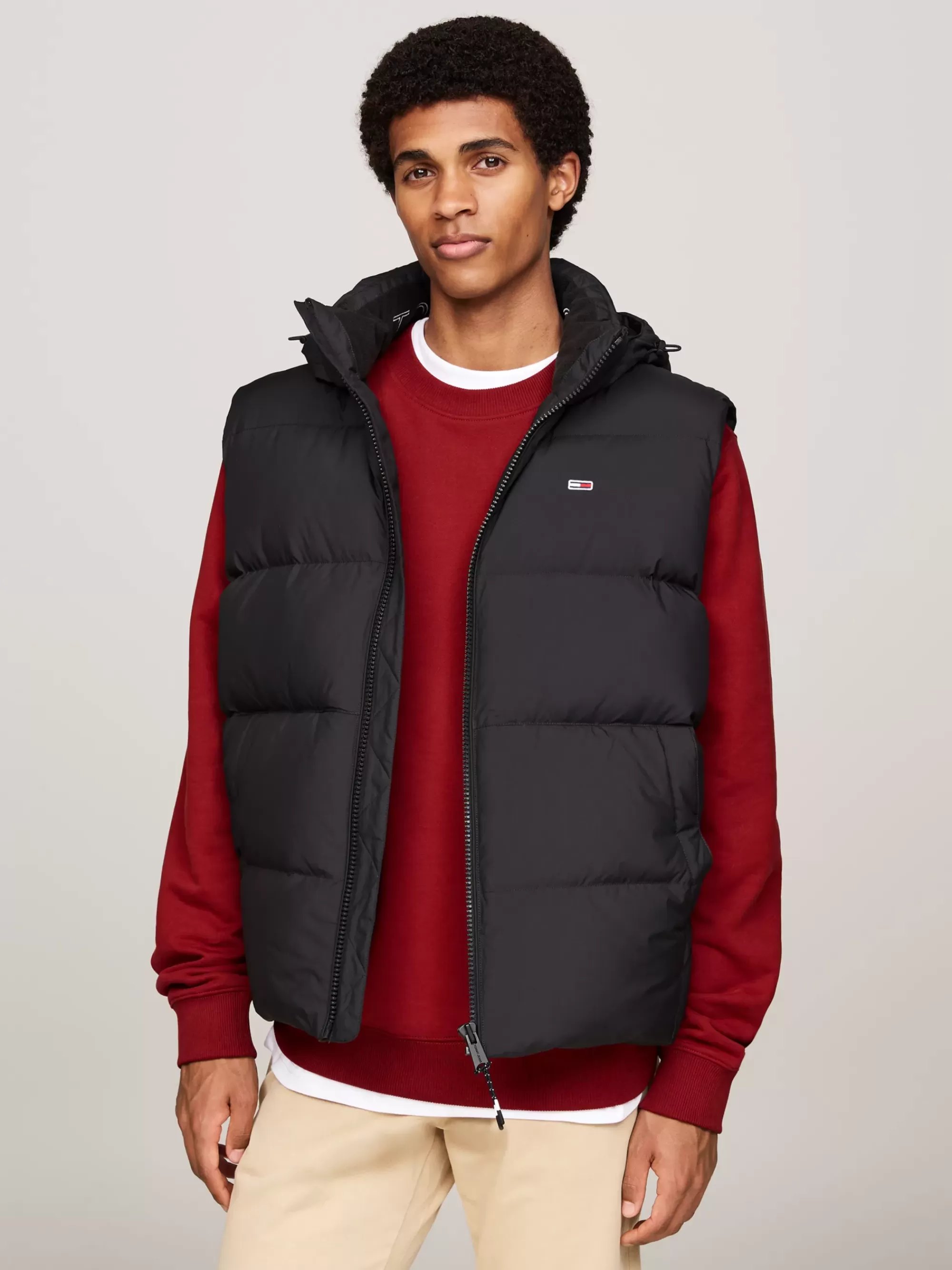 Jassen & Jacks*Tommy Hilfiger Dons-bodywarmer Met Capuchon En Rits BLACK