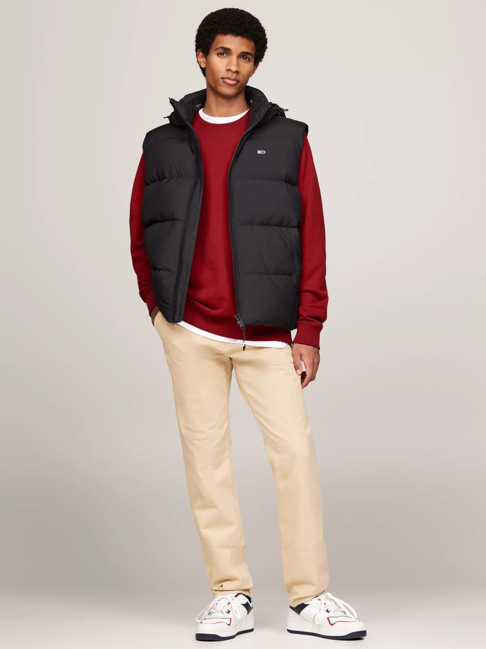 Jassen & Jacks*Tommy Hilfiger Dons-bodywarmer Met Capuchon En Rits BLACK