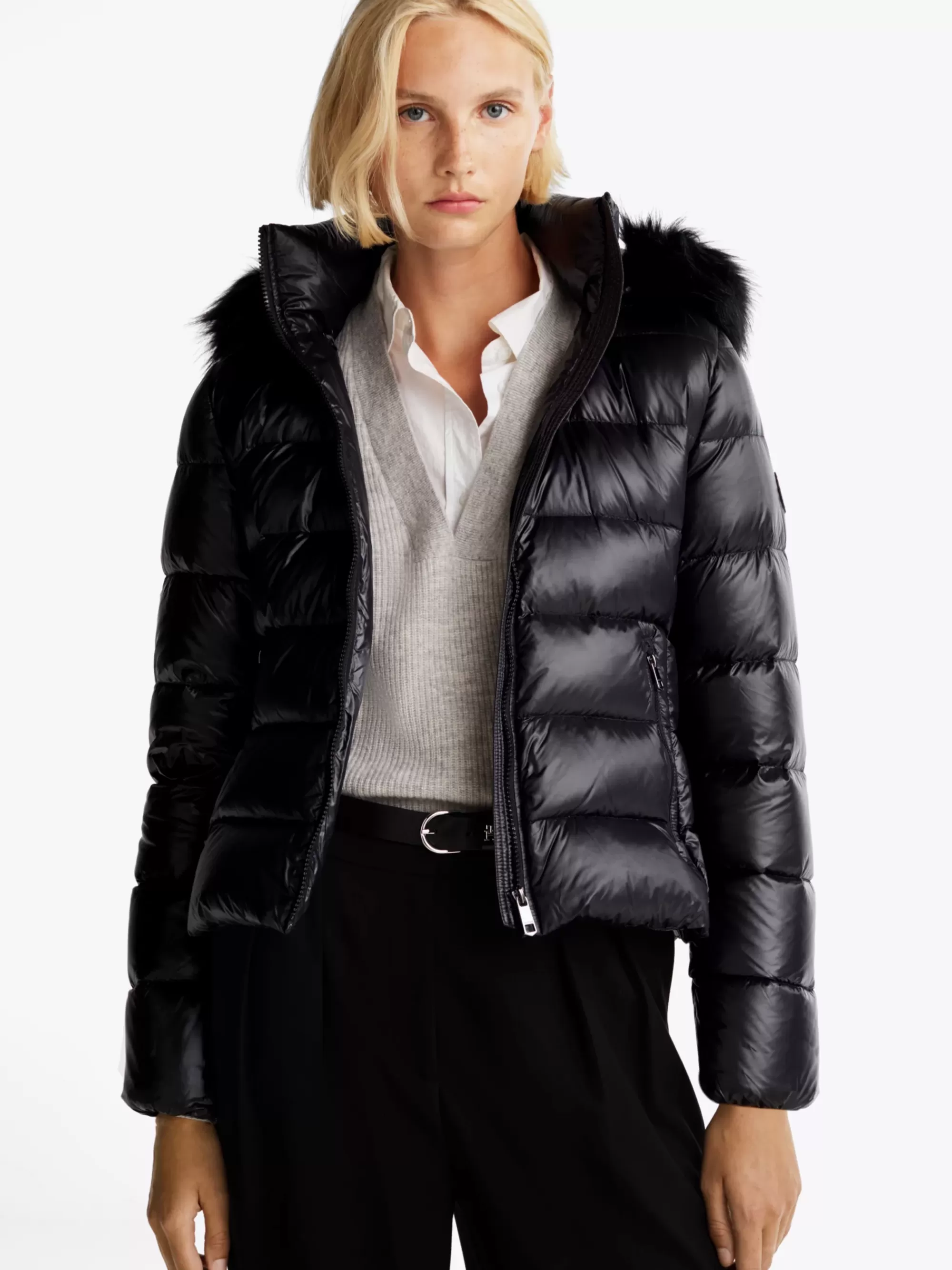 Jassen & Jacks*Tommy Hilfiger Donsjack Met Imitatiebont BLACK