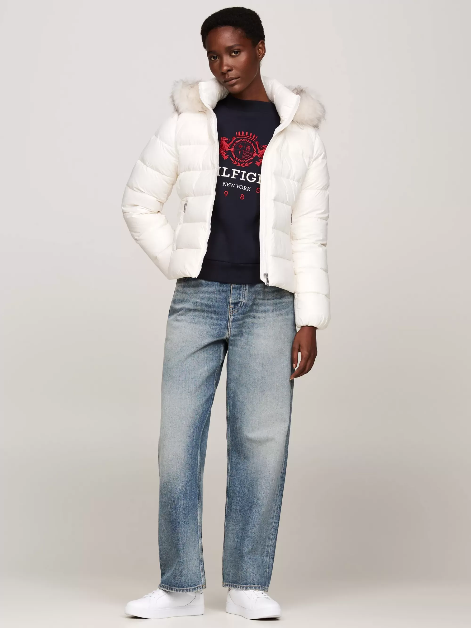 Jassen & Jacks*Tommy Hilfiger Donsjack Met Imitatiebont ANCIENT WHITE