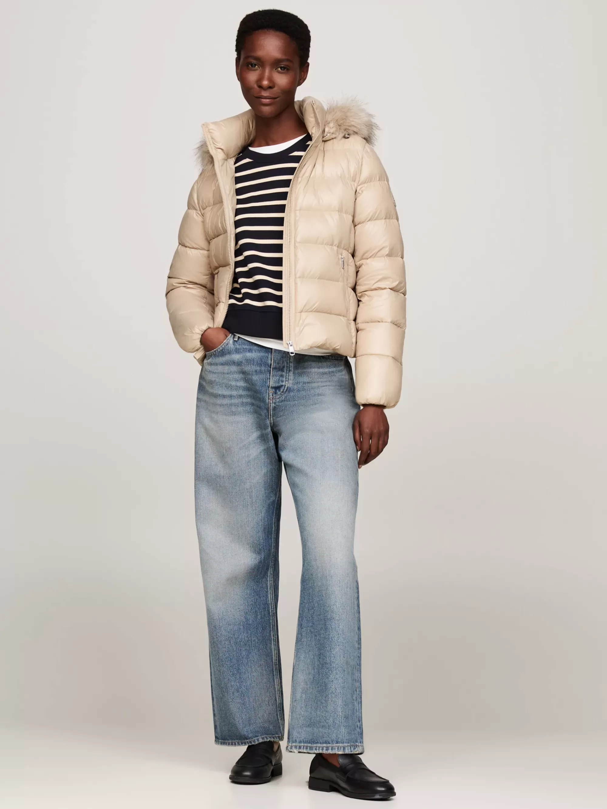 Jassen & Jacks*Tommy Hilfiger Donsjack Met Imitatiebont BEIGE