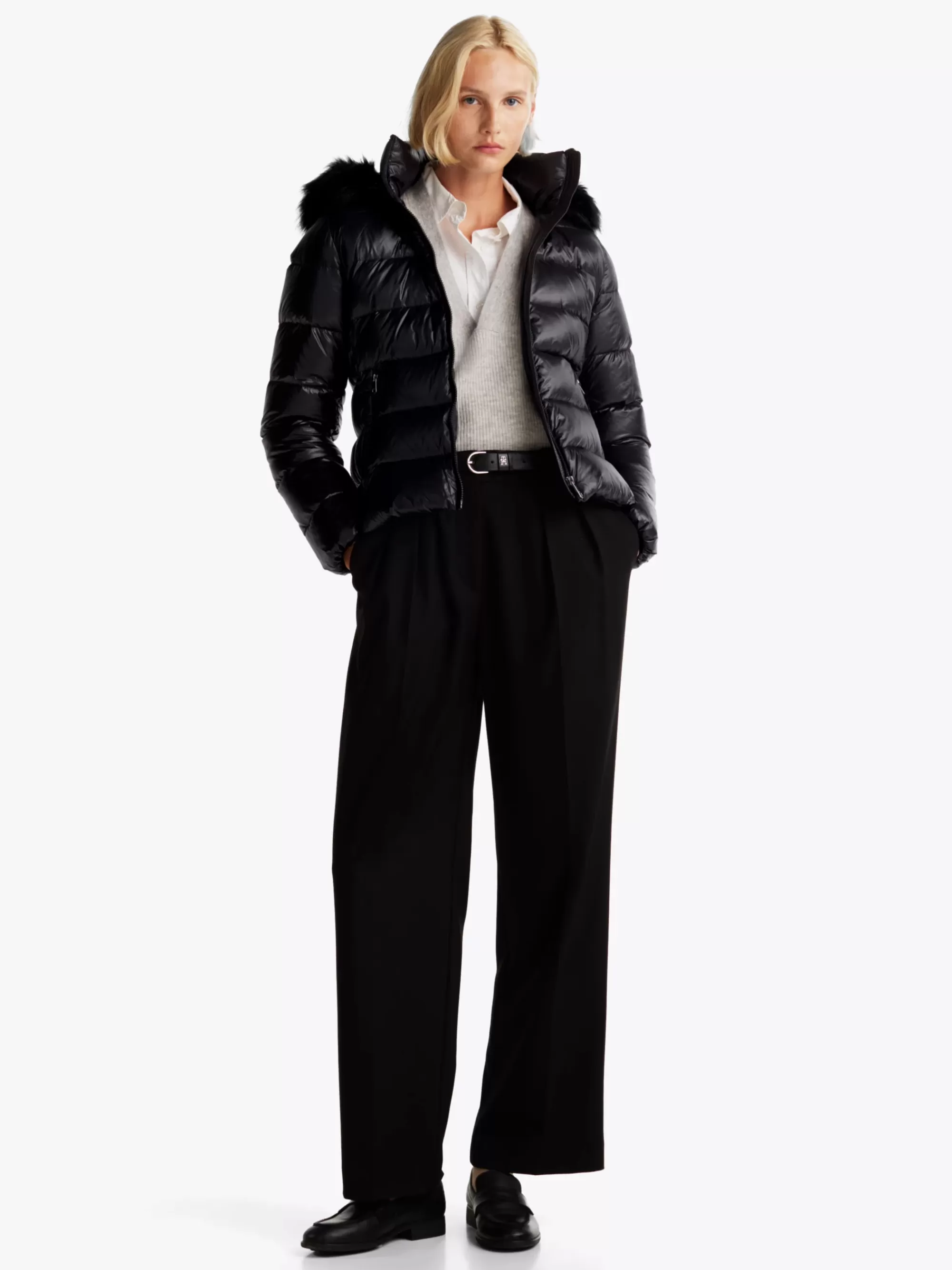 Jassen & Jacks*Tommy Hilfiger Donsjack Met Imitatiebont BLACK