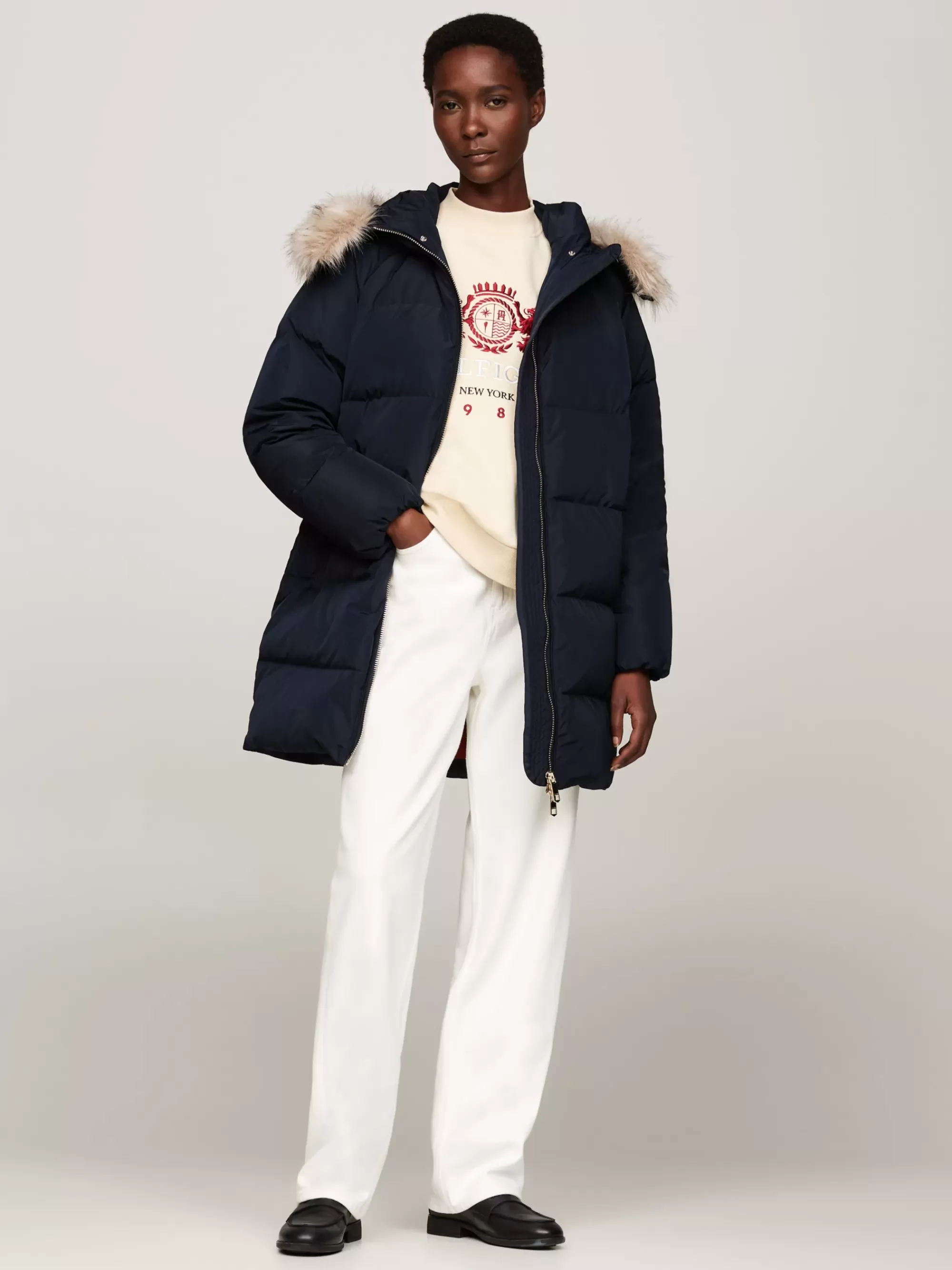 Jassen & Jacks*Tommy Hilfiger Donsjas Met Capuchon En Imitatiebont DESERT SKY
