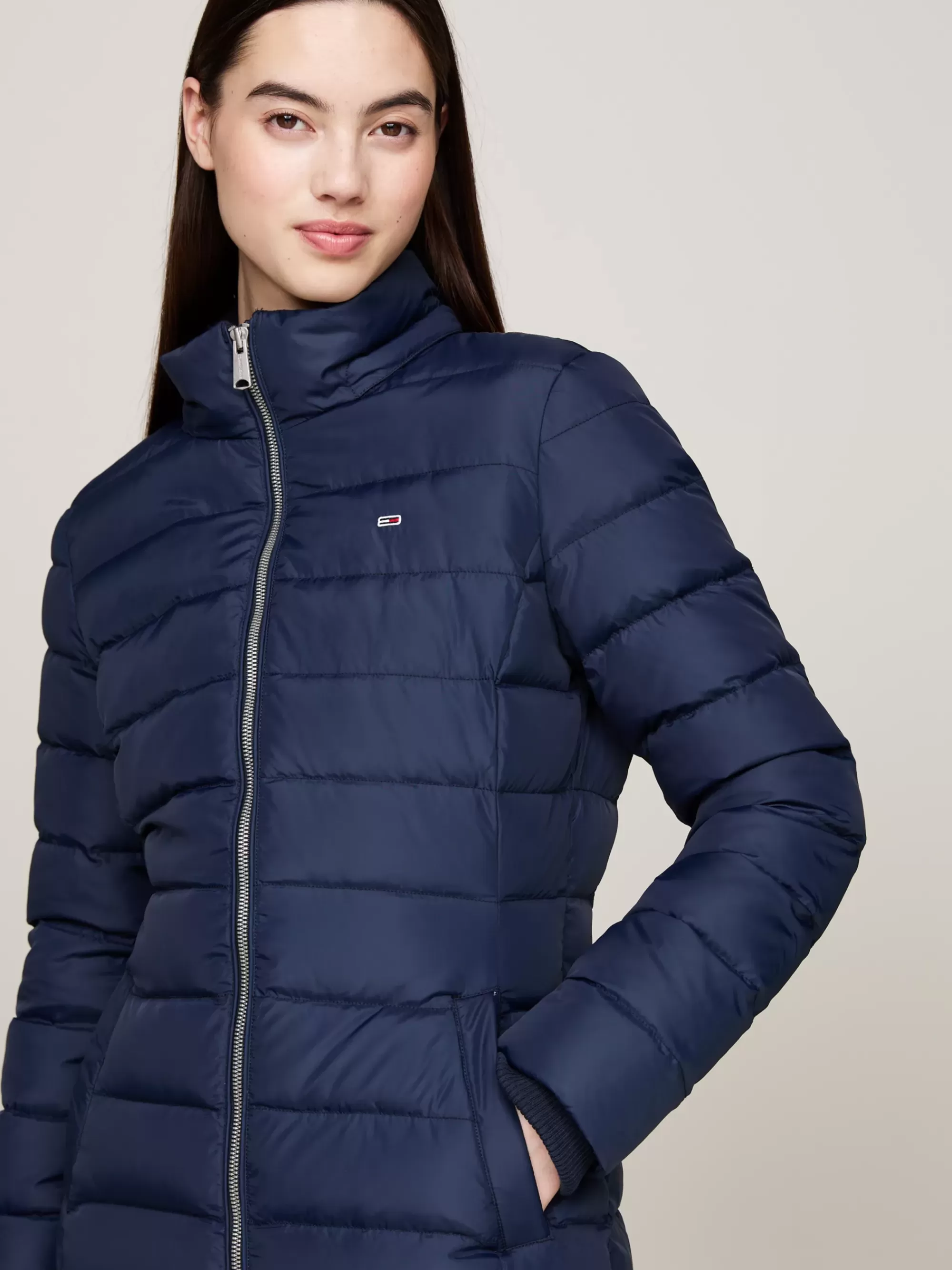 Jassen & Jacks*Tommy Hilfiger Donsjas Met Capuchon Met Imitatiebont DARK NIGHT NAVY