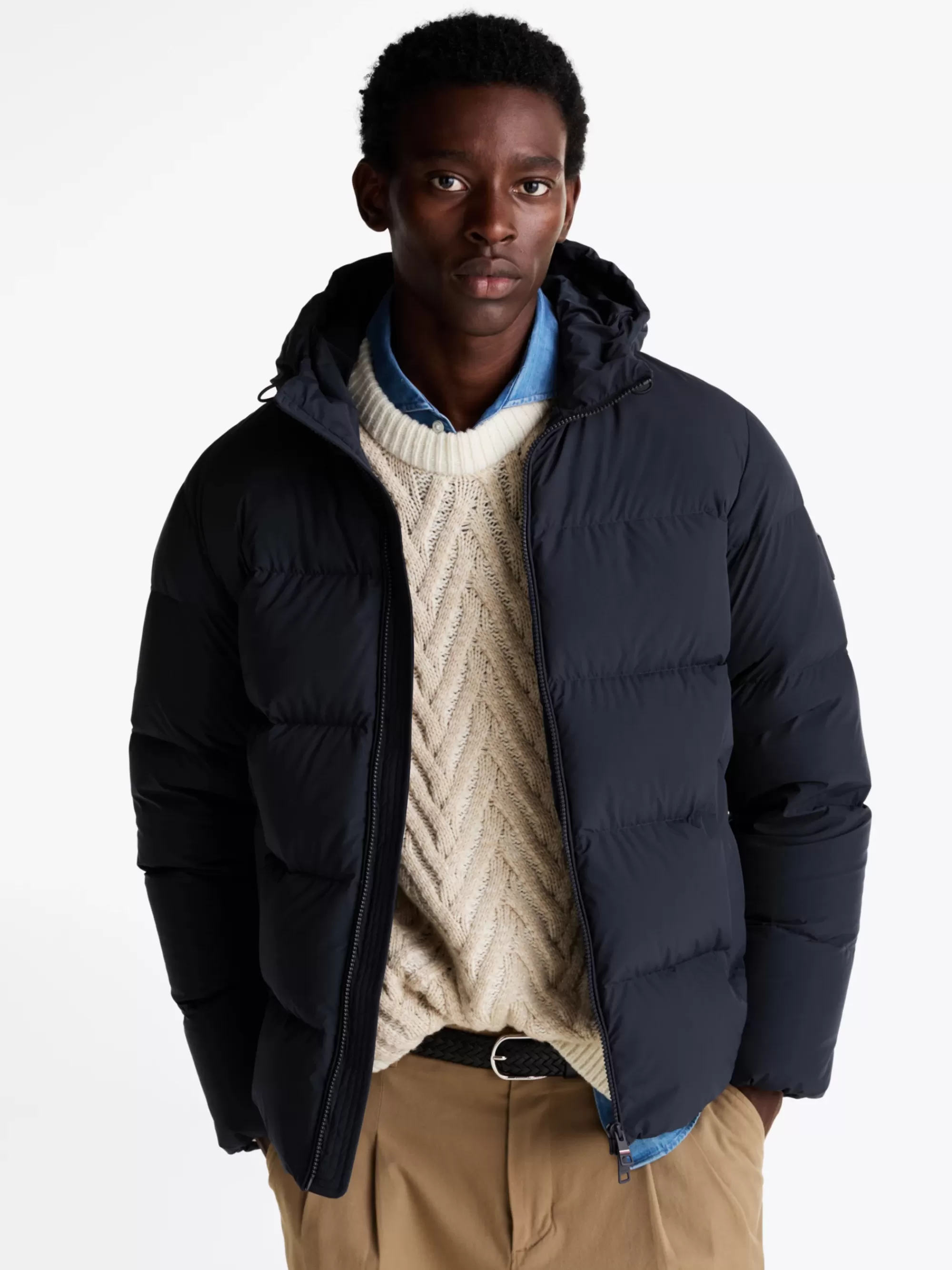 Jassen & Jacks*Tommy Hilfiger Donspufferjack Met Capuchon DESERT SKY