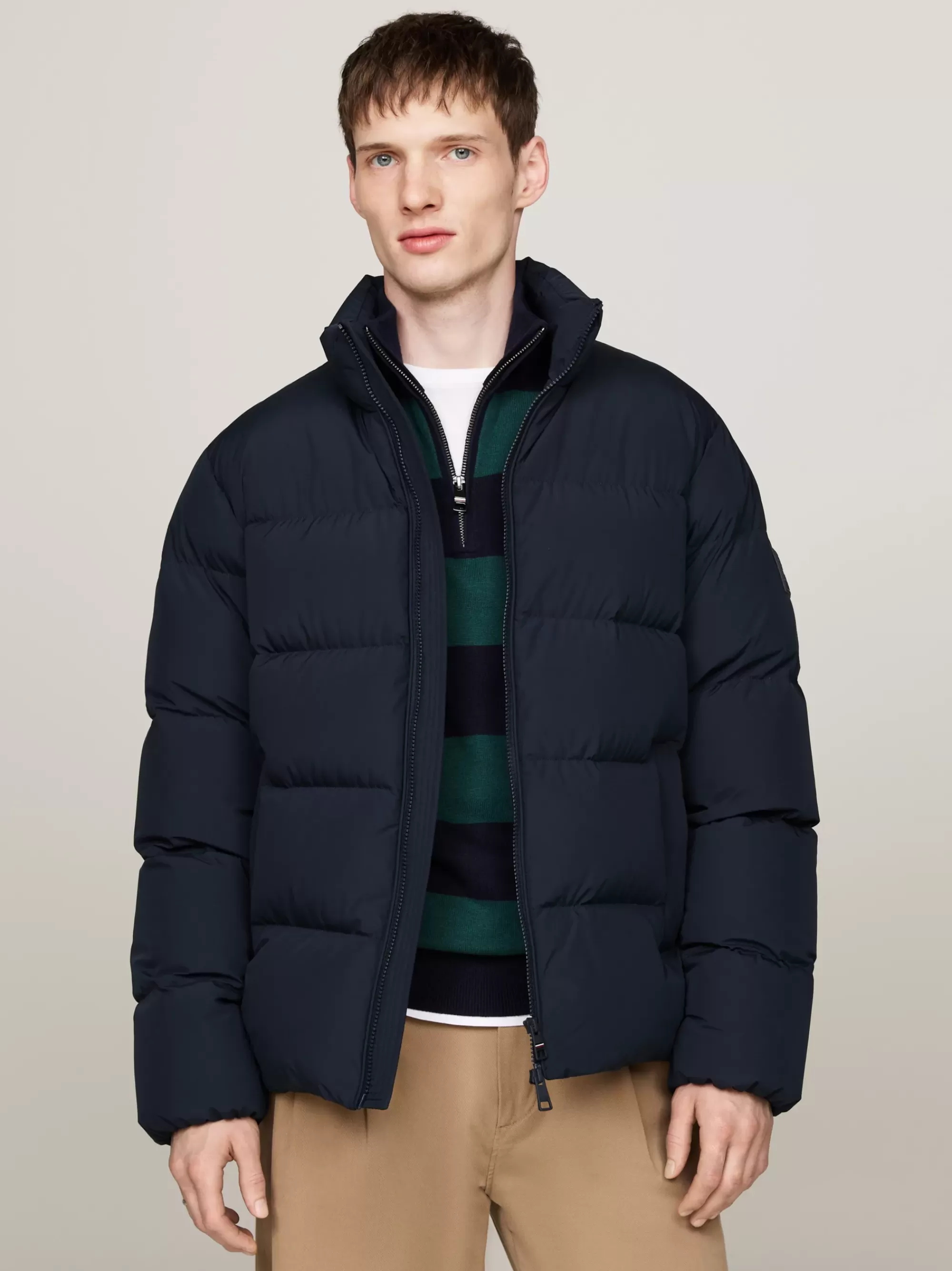 Jassen & Jacks*Tommy Hilfiger Donzen Pufferjack Met Hoge Hals DESERT SKY