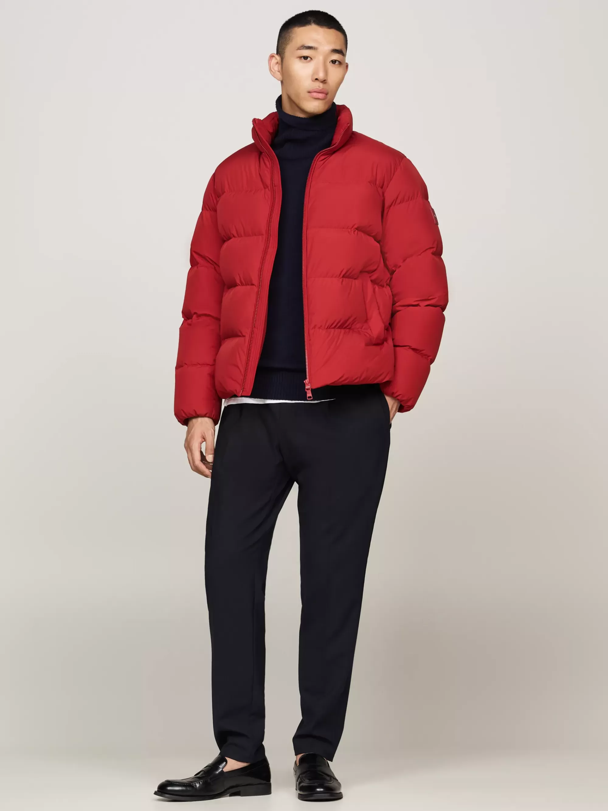 Jassen & Jacks*Tommy Hilfiger Donzen Pufferjack Met Hoge Hals DARK MAGMA