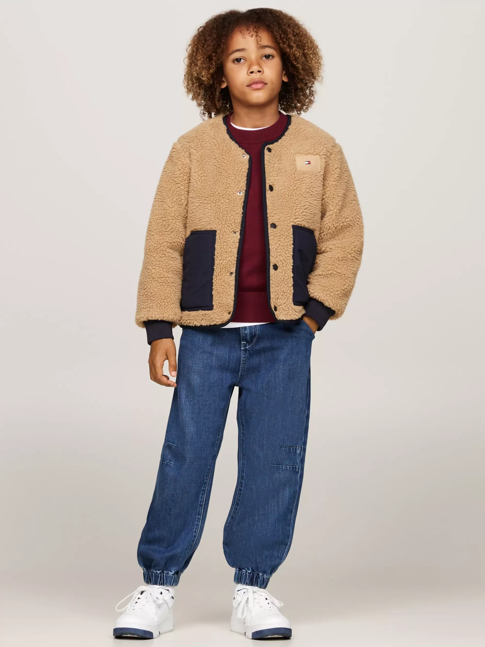 Jassen*Tommy Hilfiger Doorgestikt Reversible Relaxed Fit Teddy Jack DESERT SKY / CLASSIC KHAKI