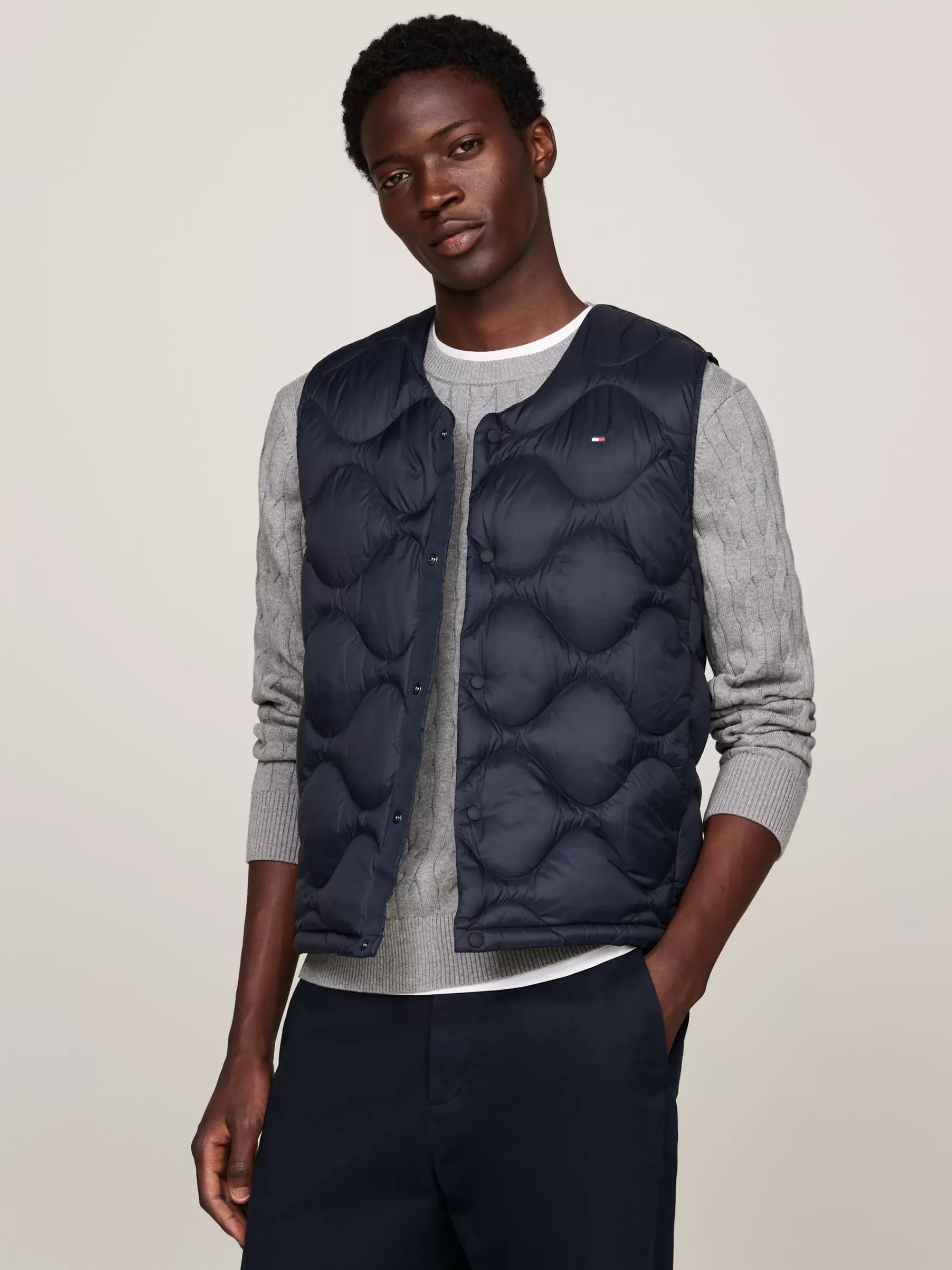 Jassen & Jacks*Tommy Hilfiger Doorgestikte Bodywarmer Met Donsvoering DESERT SKY