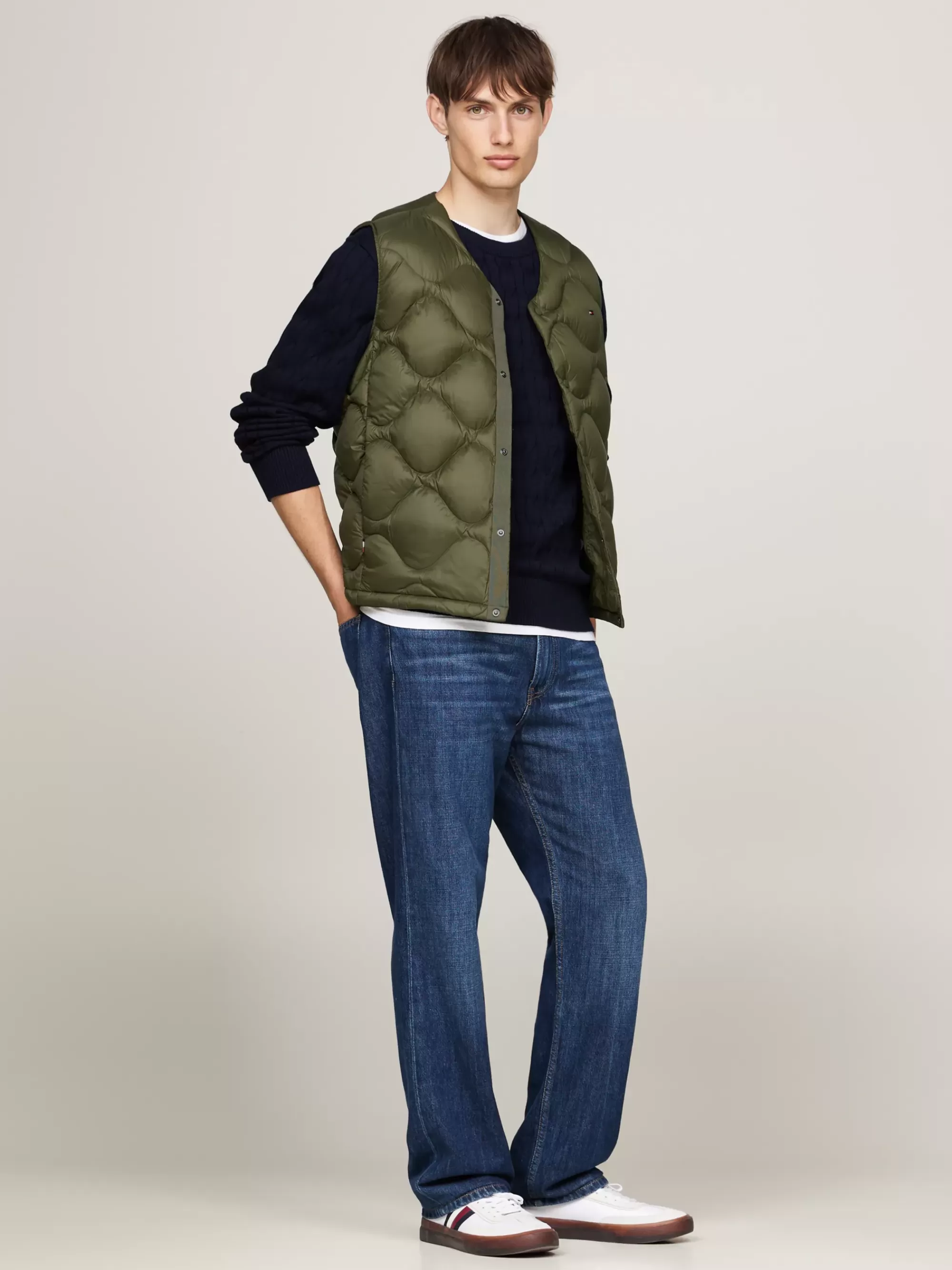 Jassen & Jacks*Tommy Hilfiger Doorgestikte Bodywarmer Met Donsvoering ARMY GREEN