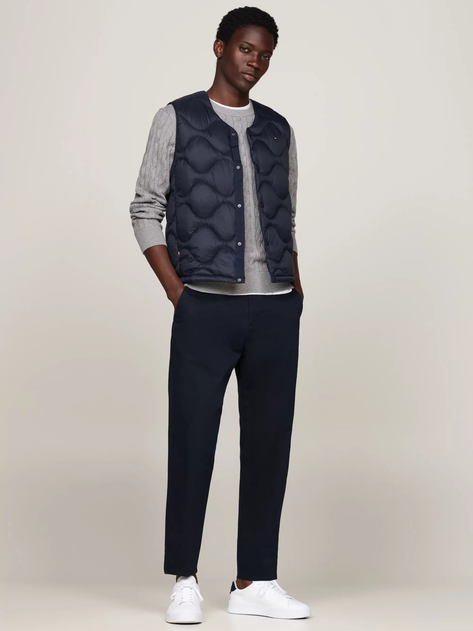 Jassen & Jacks*Tommy Hilfiger Doorgestikte Bodywarmer Met Donsvoering DESERT SKY