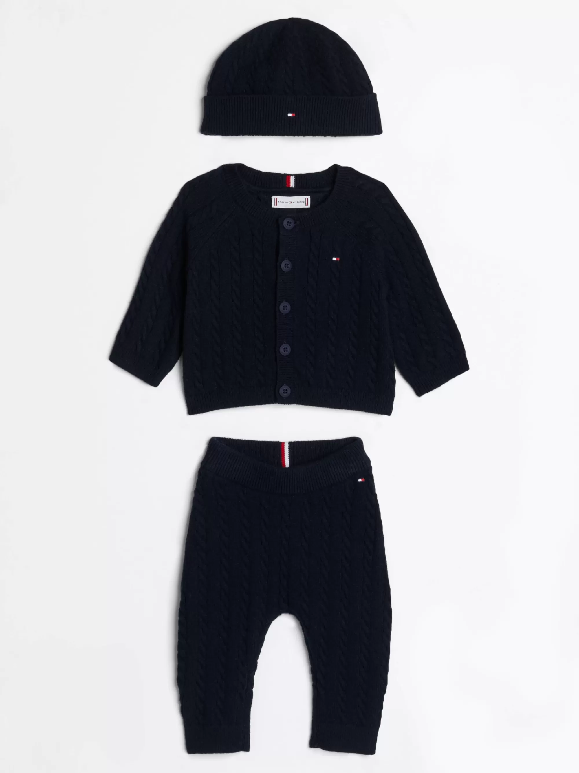 Meisjes | Jongens*Tommy Hilfiger Driedelige Kabelgebreide Cadeauset DESERT SKY