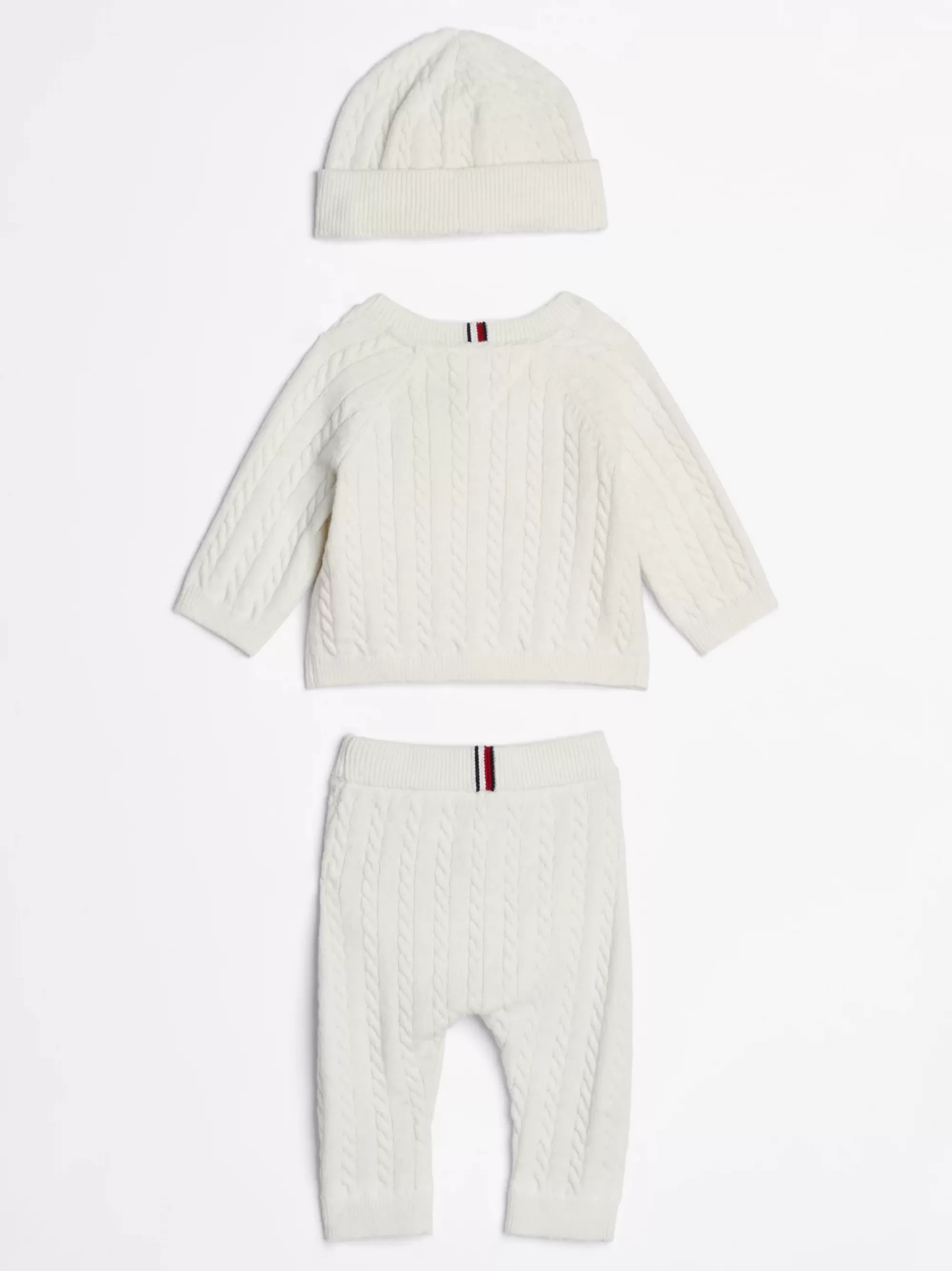 Meisjes | Jongens*Tommy Hilfiger Driedelige Kabelgebreide Cadeauset IVORY PETAL