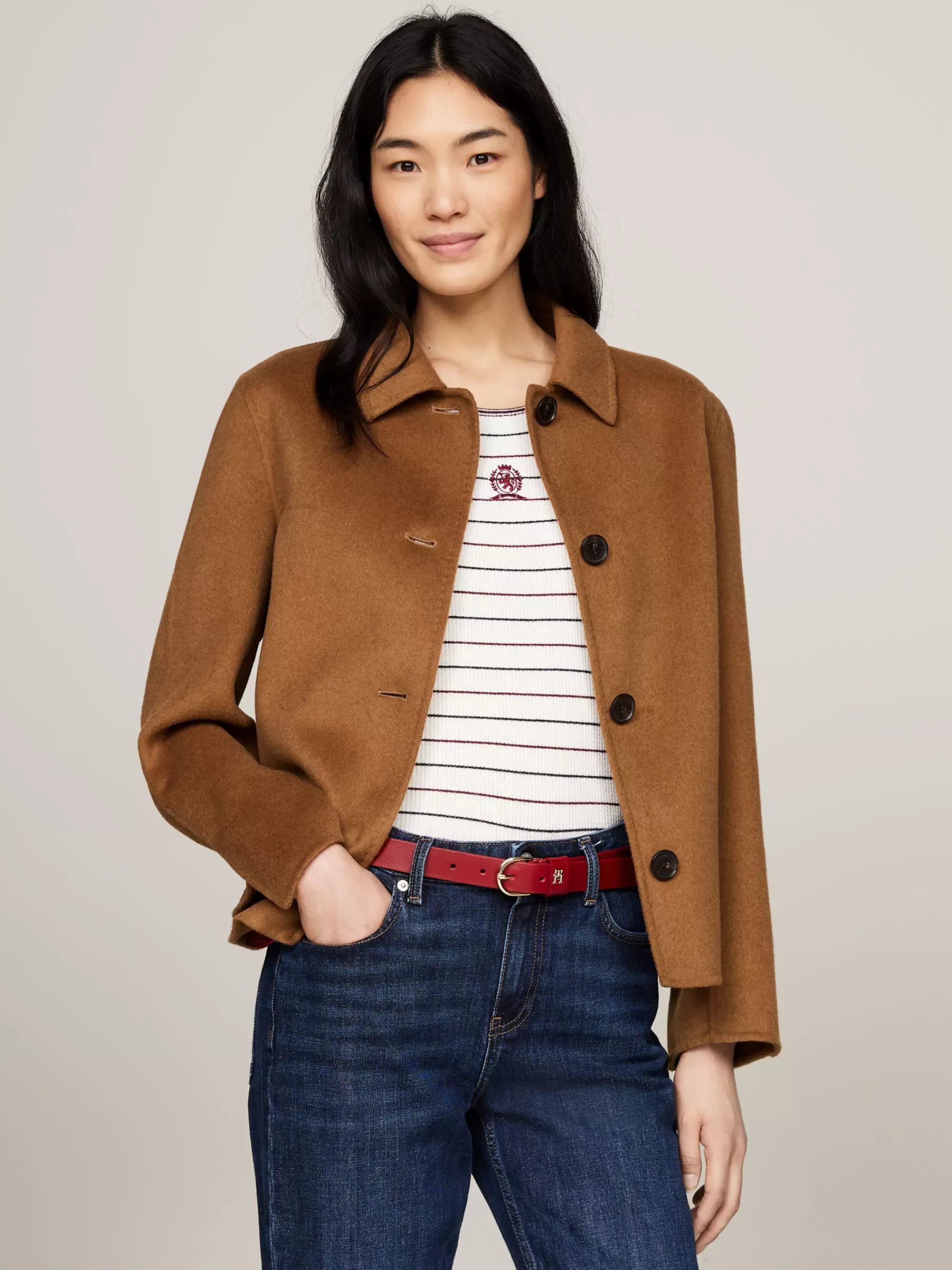 Jassen & Jacks | Wollen Jassen*Tommy Hilfiger Dubbelzijdige Korte Trenchcoat WARM KHAKI