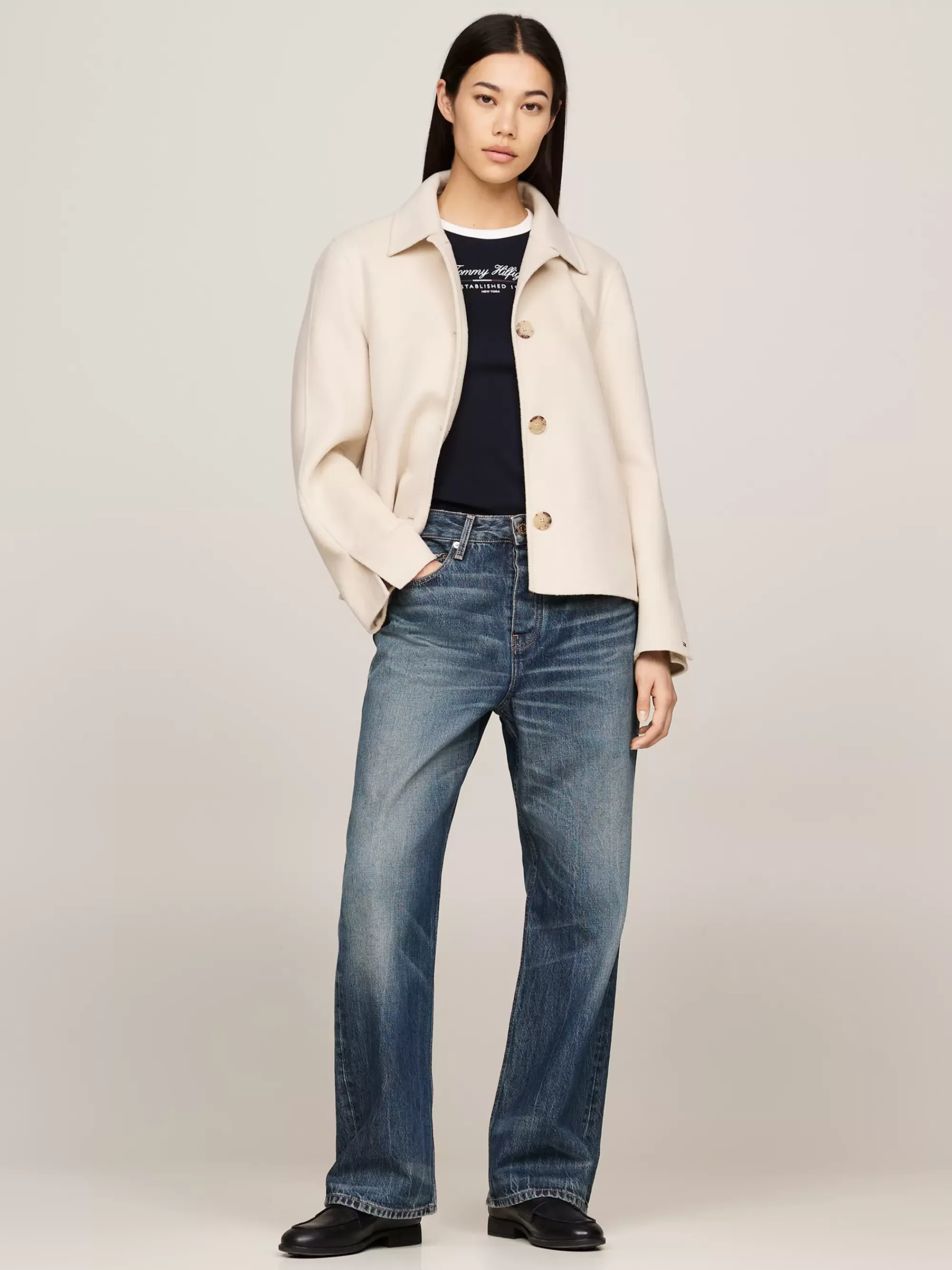 Jassen & Jacks | Wollen Jassen*Tommy Hilfiger Dubbelzijdige Korte Trenchcoat CLASSIC BEIGE