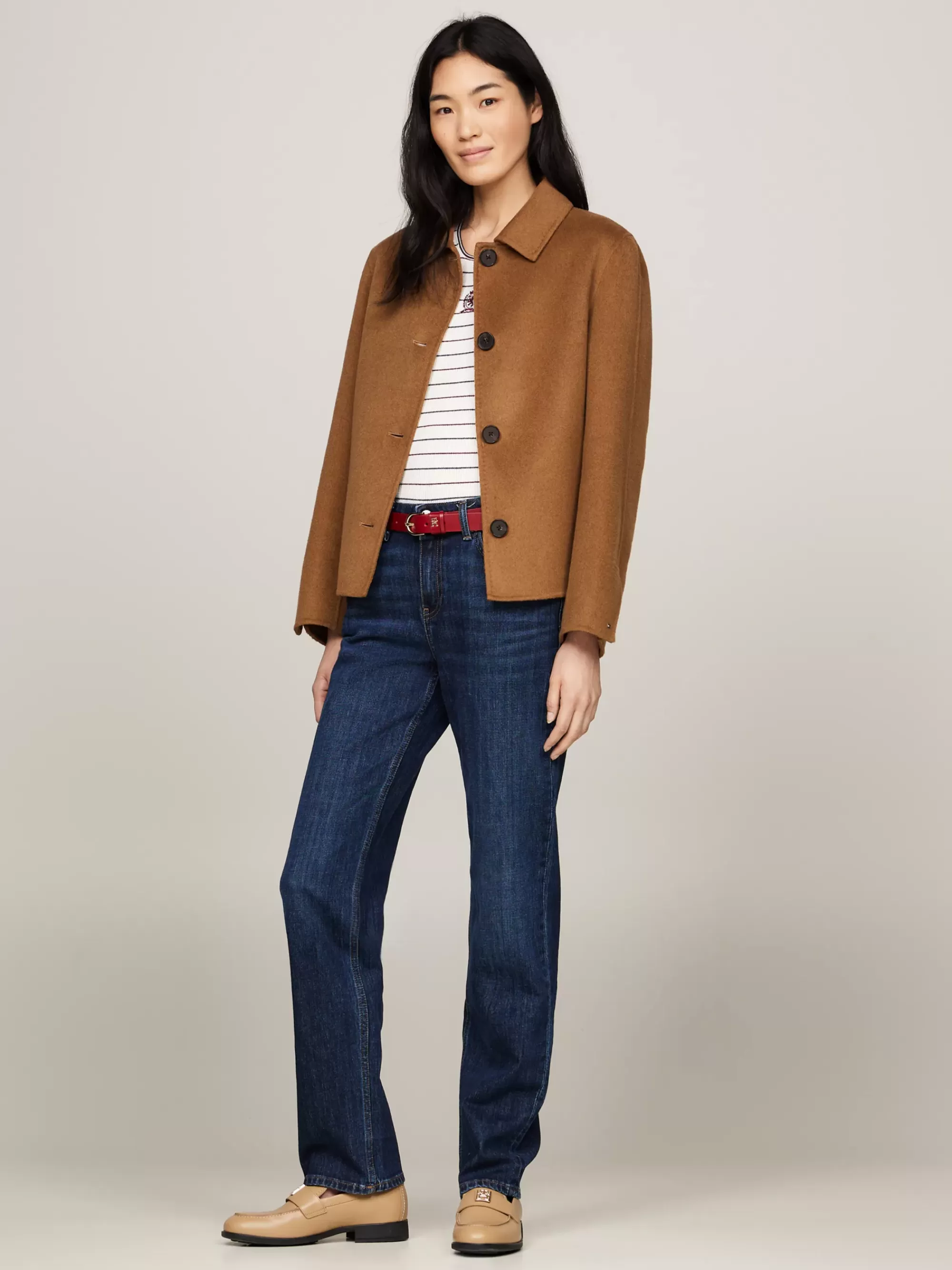 Jassen & Jacks | Wollen Jassen*Tommy Hilfiger Dubbelzijdige Korte Trenchcoat WARM KHAKI