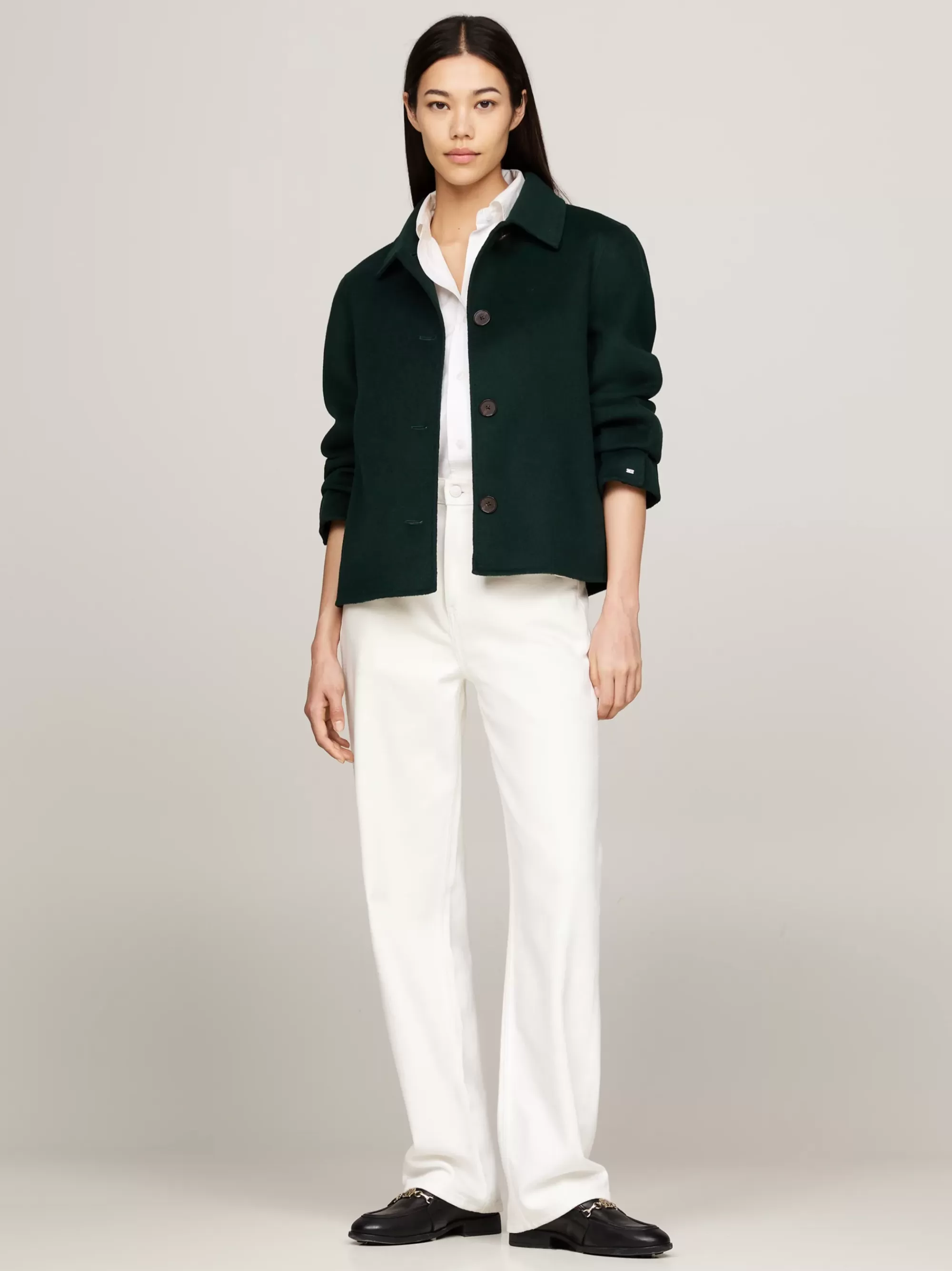 Jassen & Jacks | Wollen Jassen*Tommy Hilfiger Dubbelzijdige Korte Trenchcoat ORNAMENTAL GREEN
