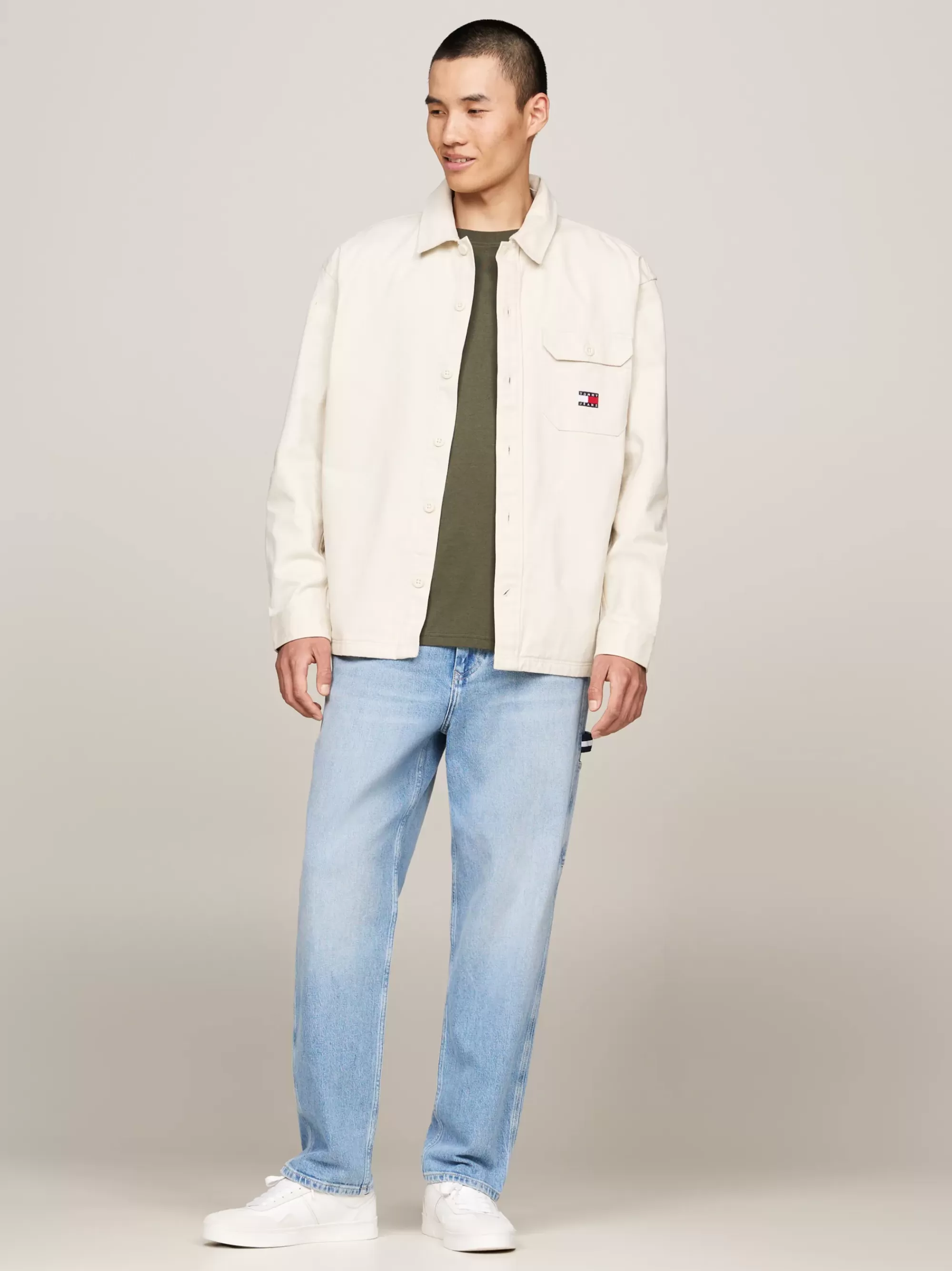 Plus Size Kleding & Inclusieve Maten | Overhemden*Tommy Hilfiger Essential Casual Fit Overshirt Met Badge NEWSPRINT