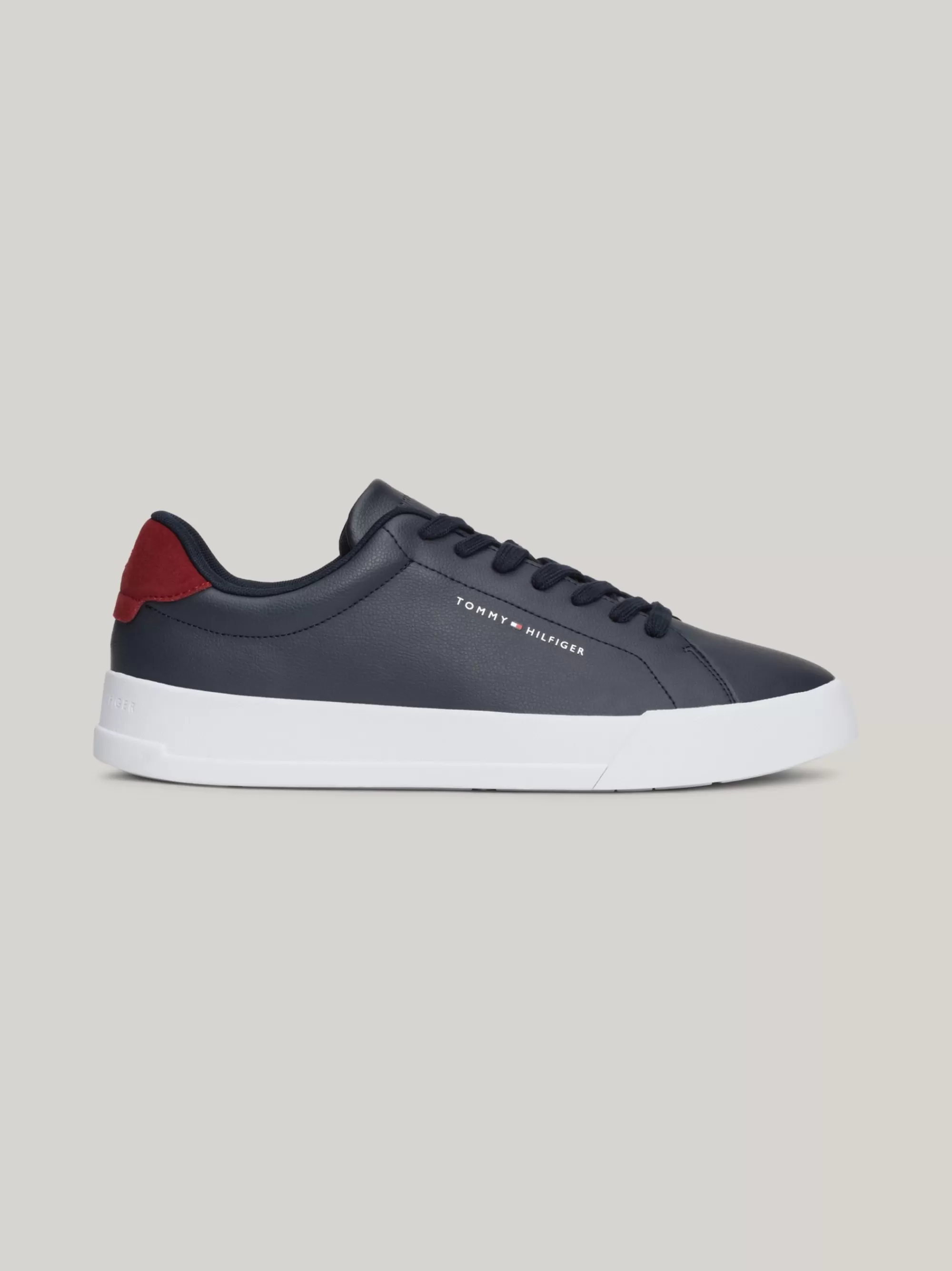 Sneakers*Tommy Hilfiger Essential Court Sneaker Van Gegranuleerd Leer DESERT SKY