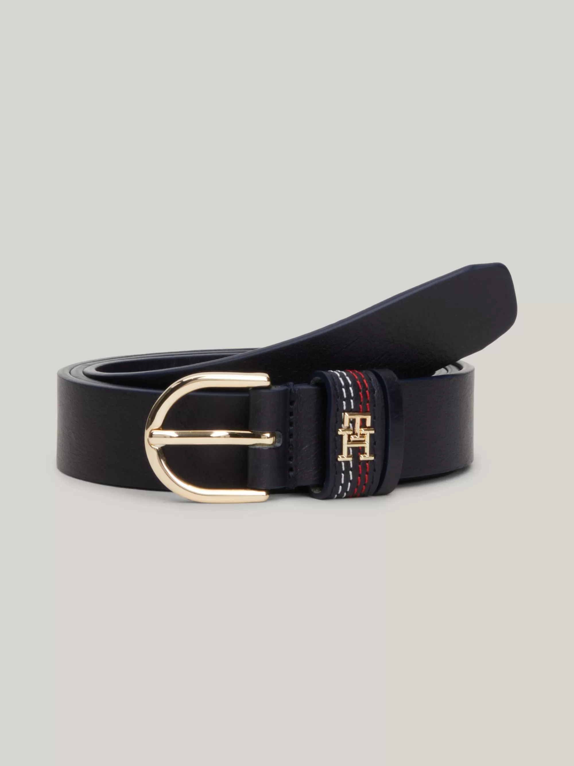 Riemen*Tommy Hilfiger Essential Effortless Leren Riem Met Topstitch SPACE BLUE