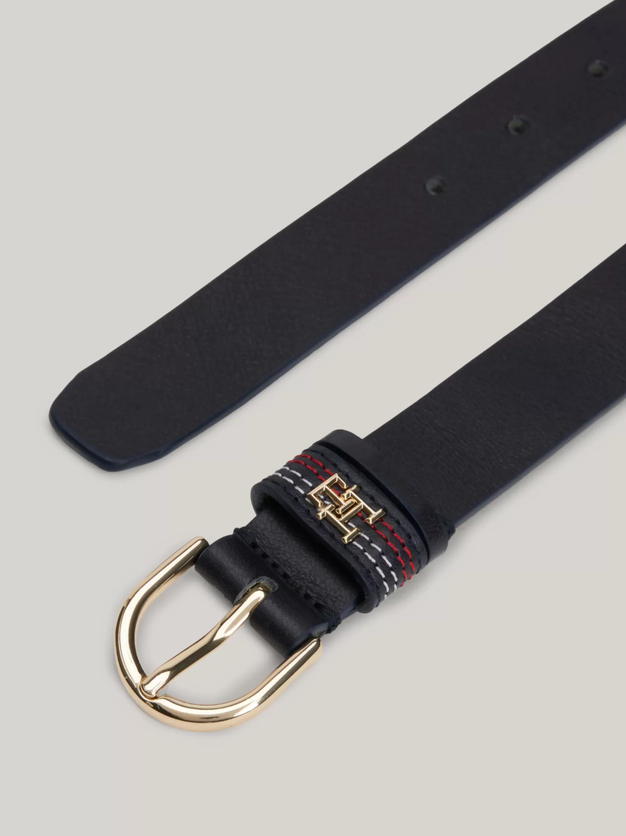 Riemen*Tommy Hilfiger Essential Effortless Leren Riem Met Topstitch SPACE BLUE