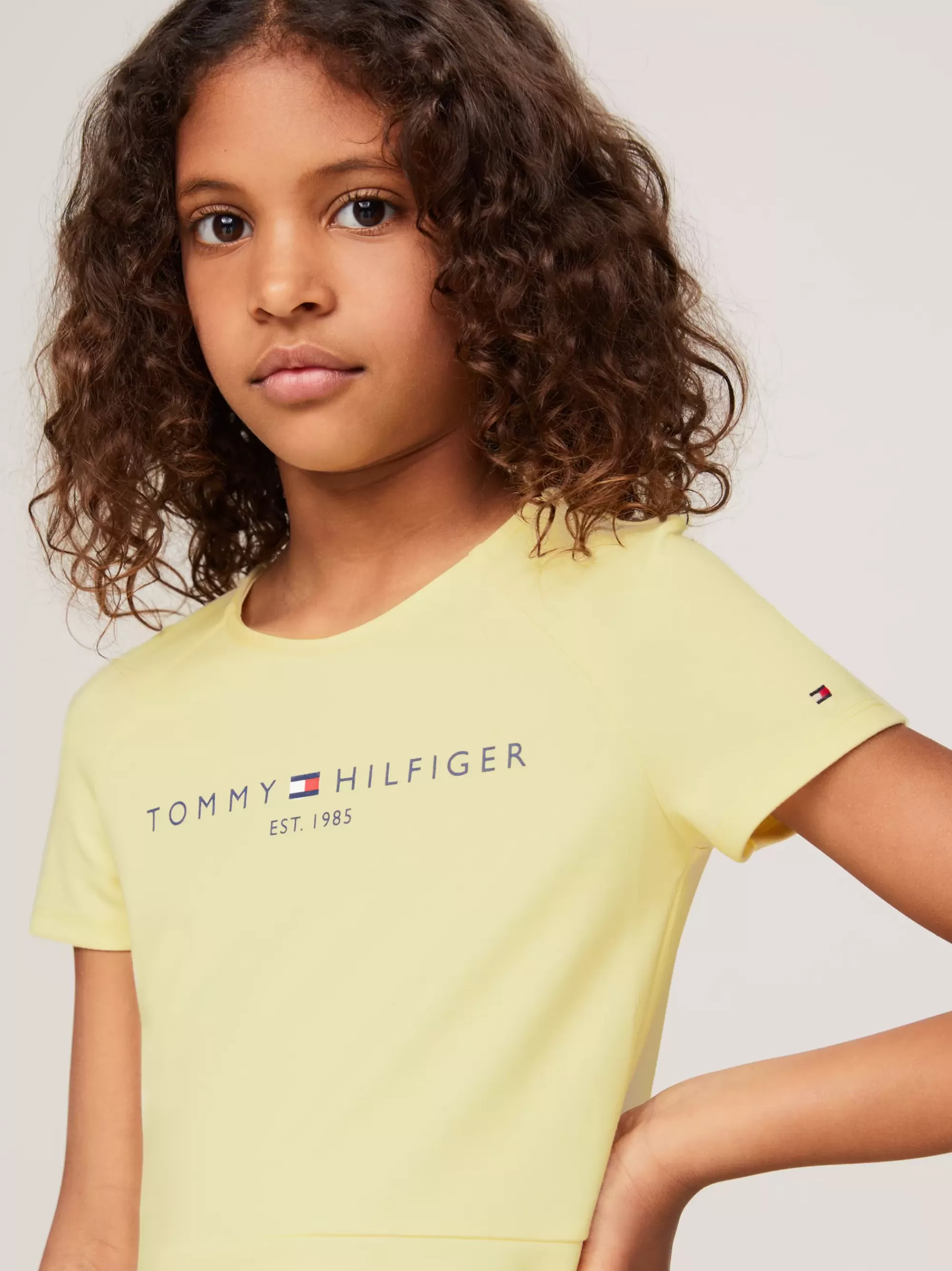 Jurken*Tommy Hilfiger Essential Fit And Flare Jurk Met Logo LEMON ZEST