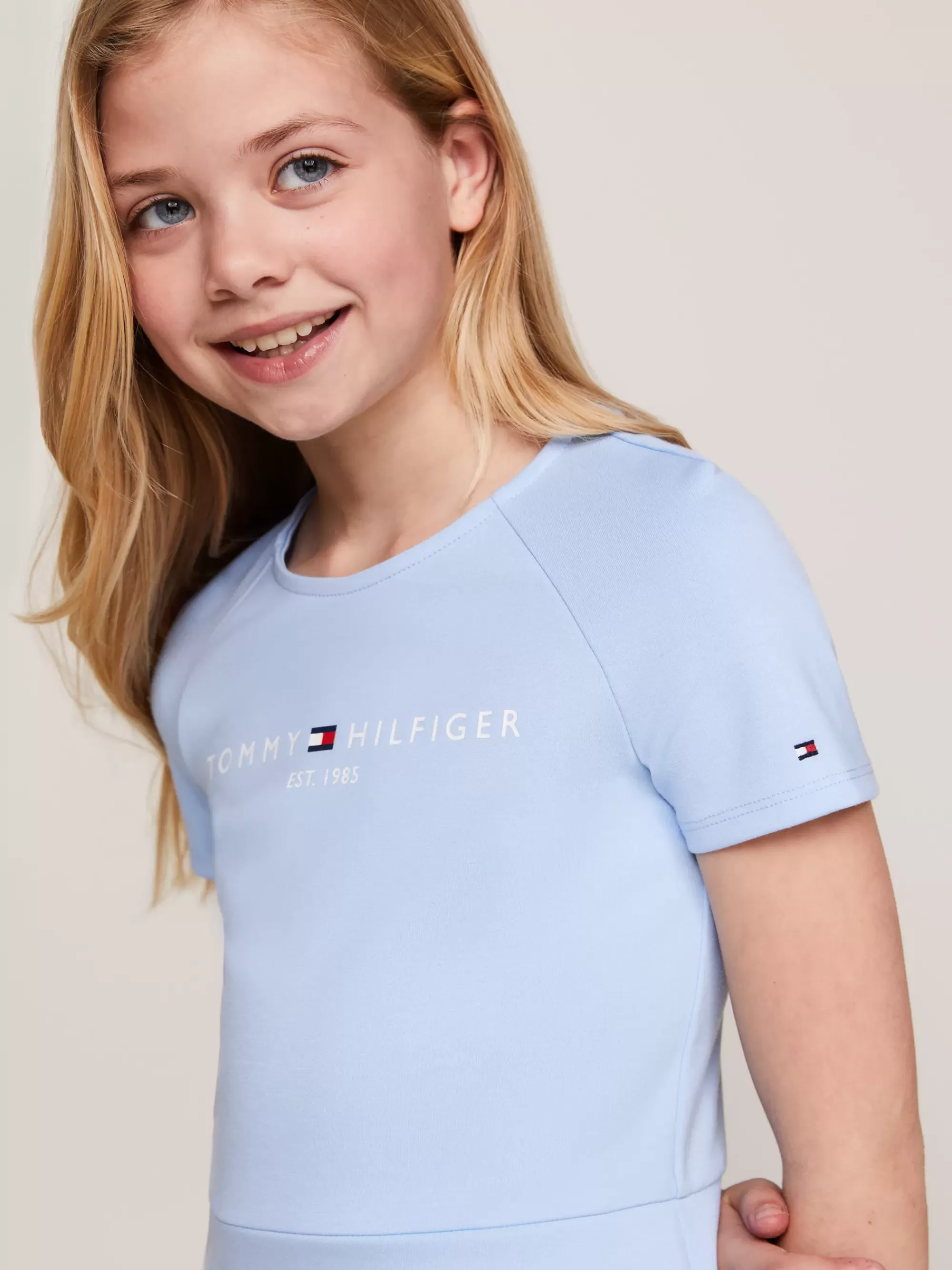 Jurken*Tommy Hilfiger Essential Fit And Flare Jurk Met Logo VESSEL BLUE
